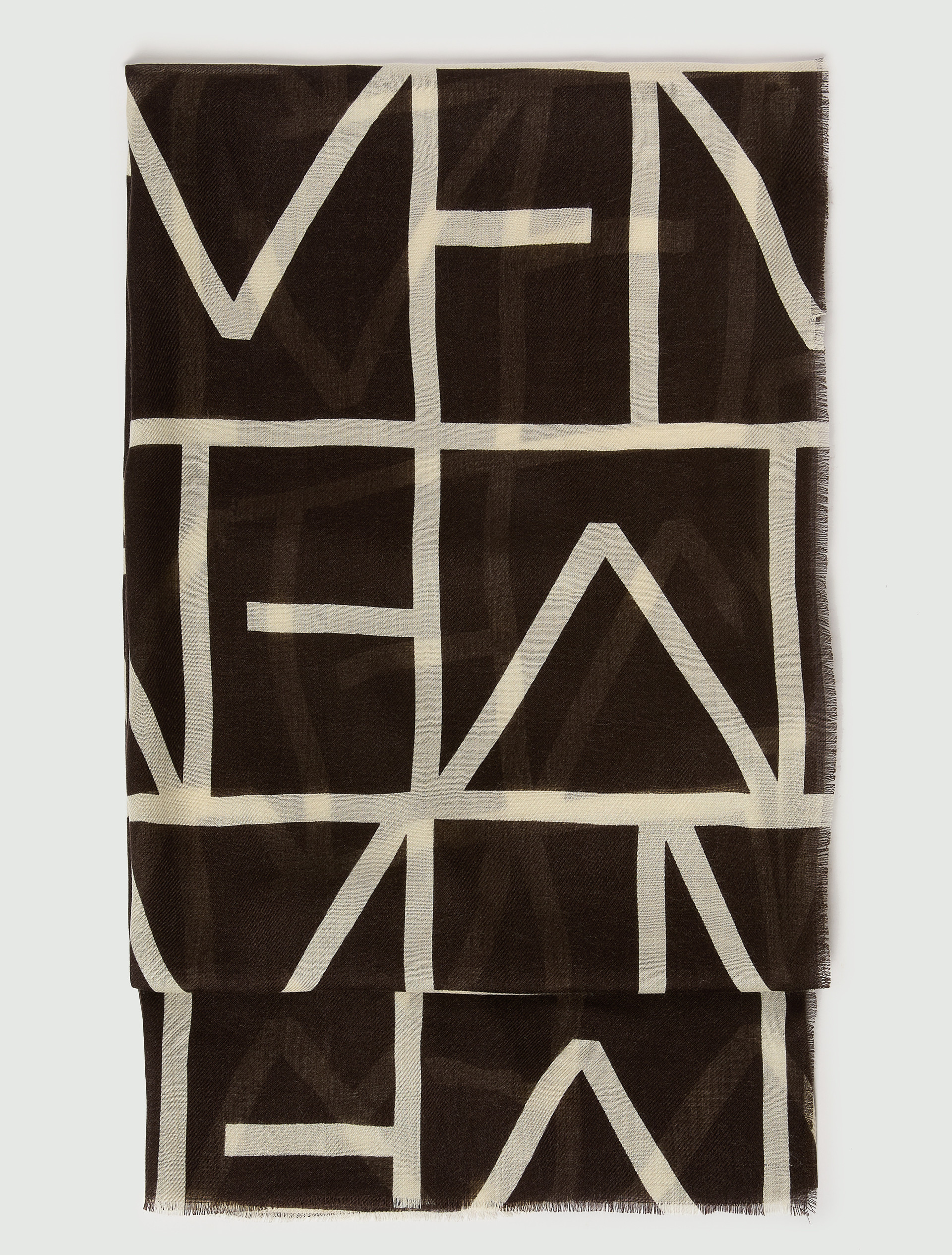 Printed stole with fringe - BROWN - Emme - 2