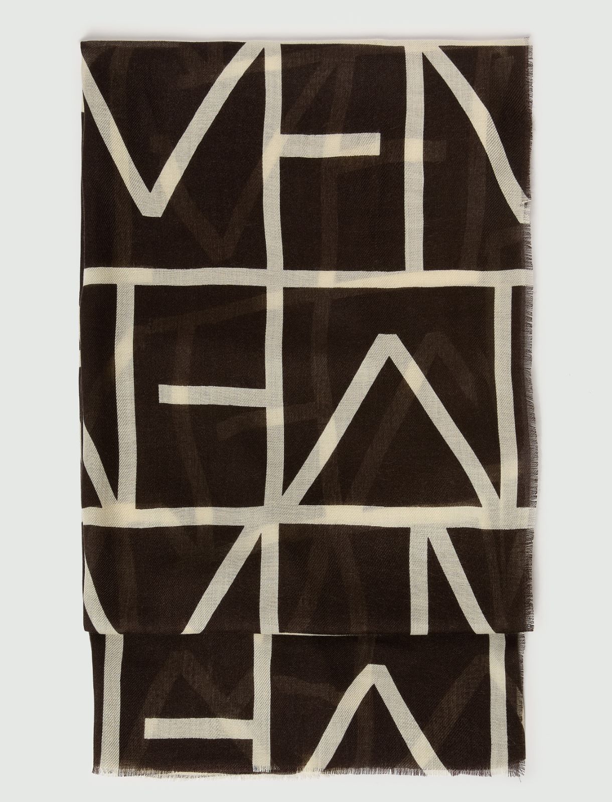 Printed stole with fringe - BROWN - Emme - 2