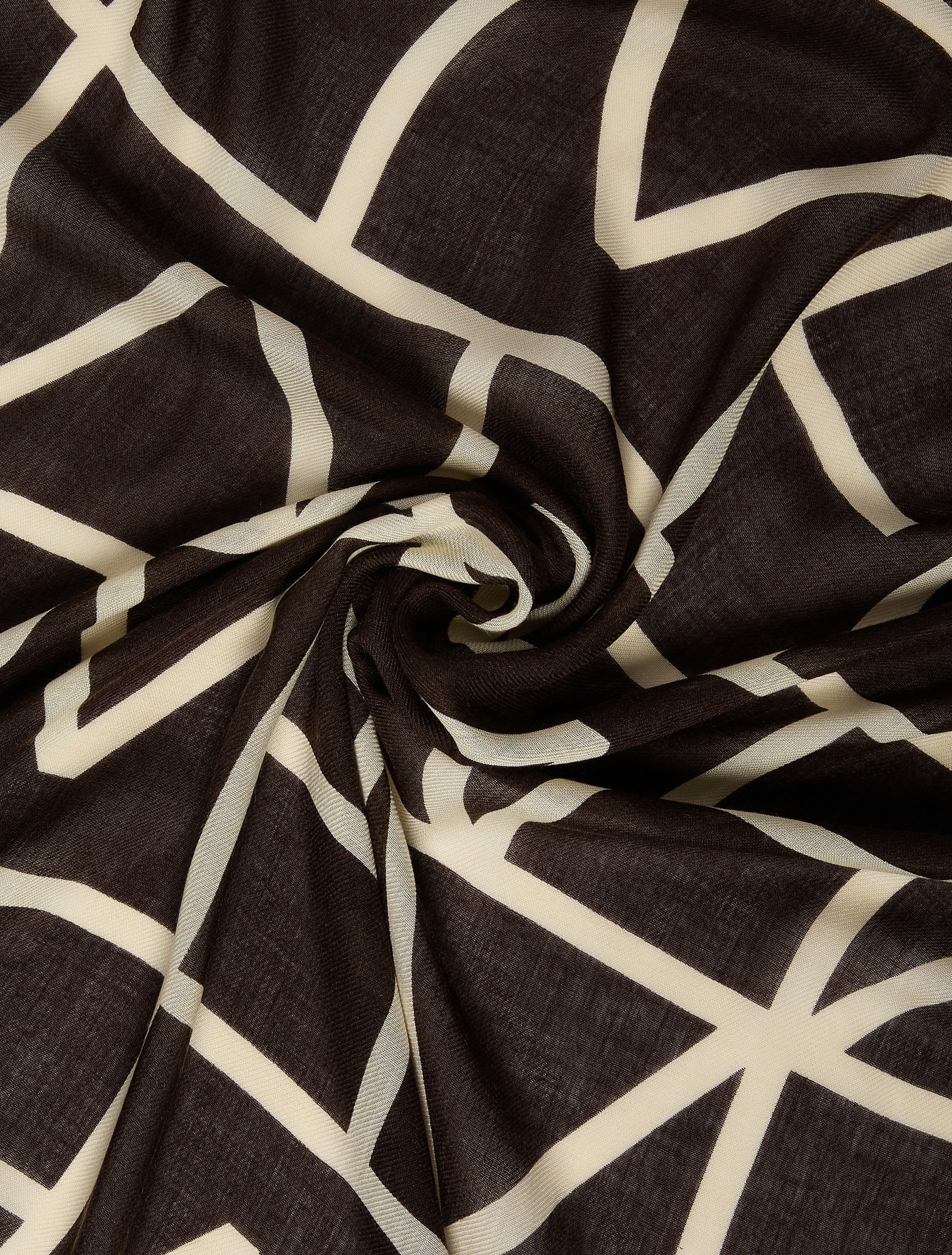 Printed stole with fringe - BROWN - Emme - 4