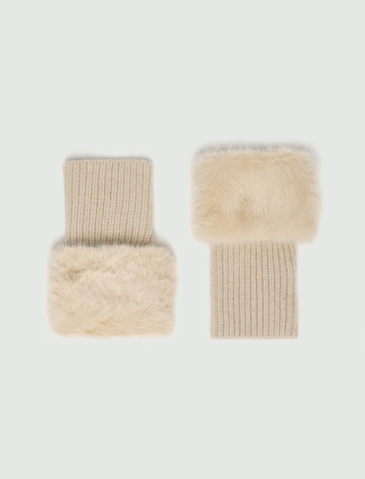 Faux-fur trimmed hand warmers - CREAM - Emme - 2