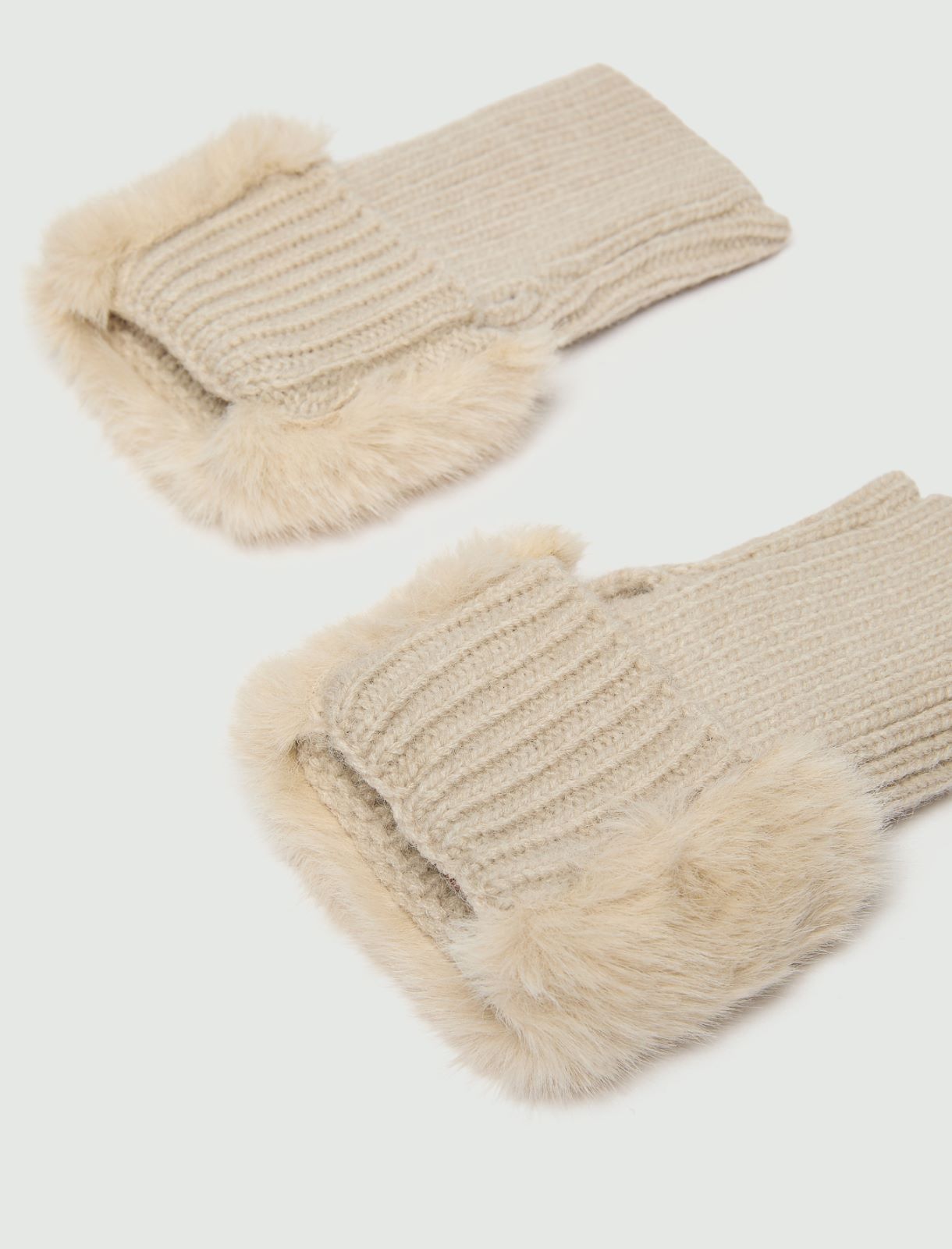 Faux-fur trimmed hand warmers - CREAM - Emme - 3