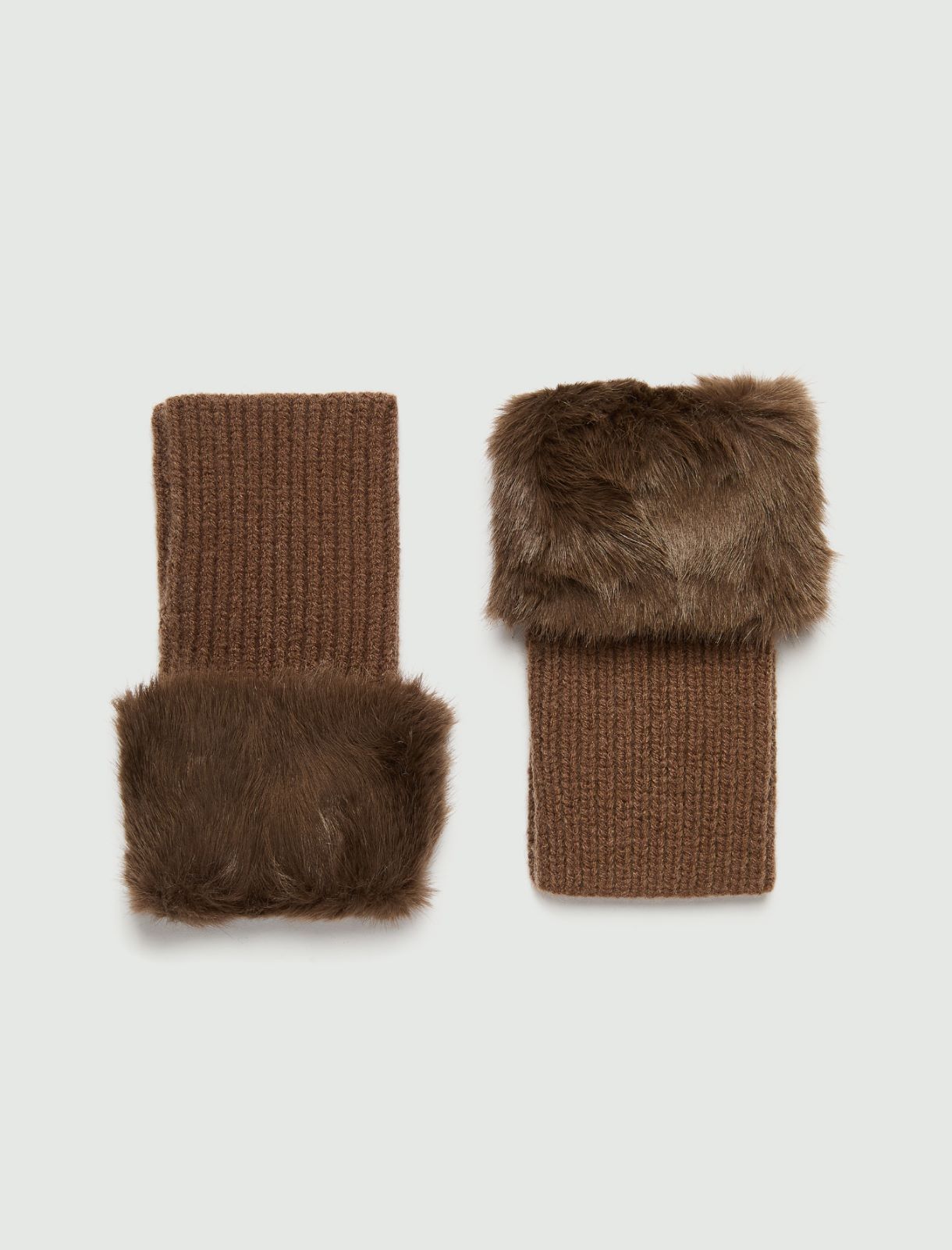 Faux-fur trimmed hand warmers - BROWN - Emme - 2