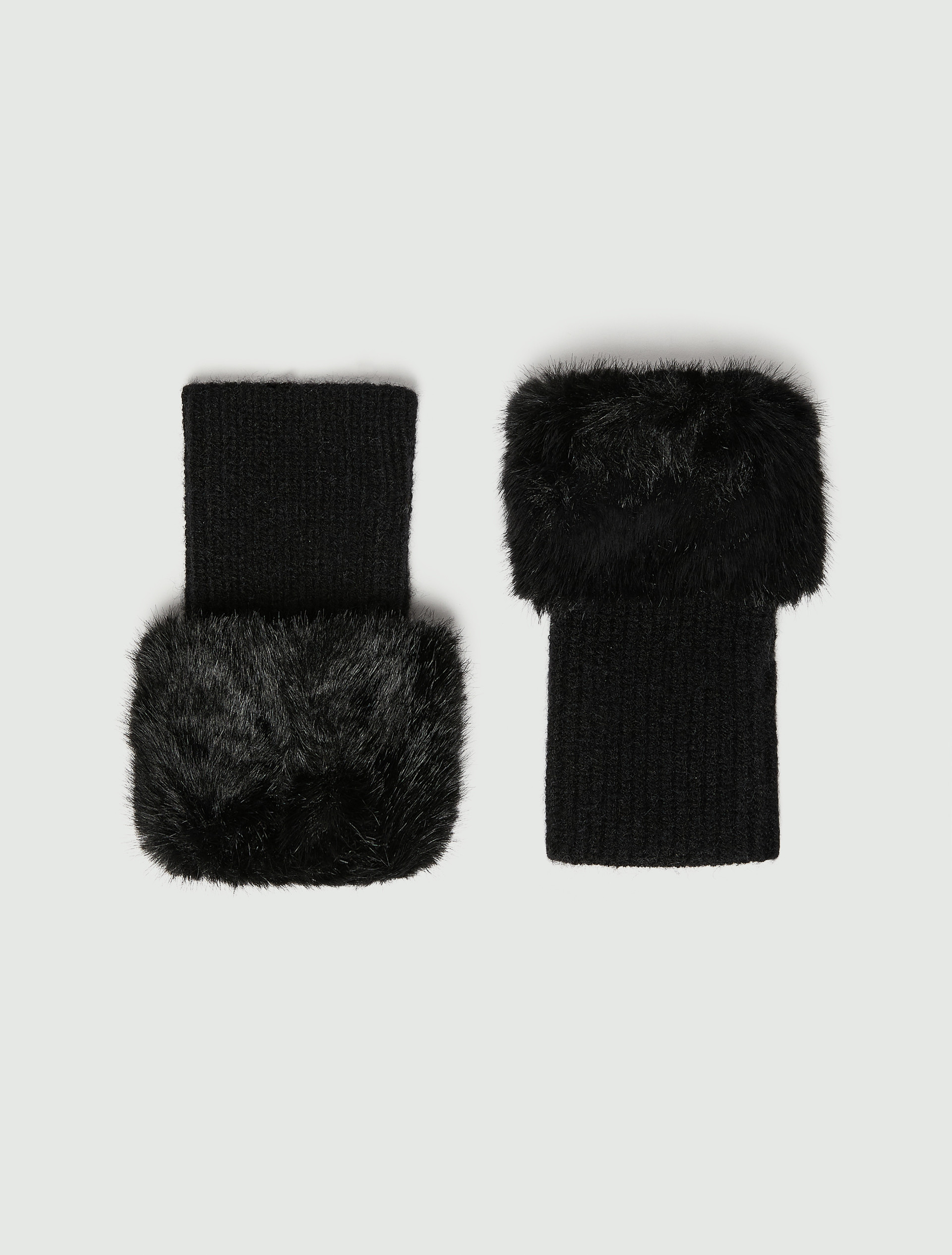 Faux-fur trimmed hand warmers - BLACK - Emme - 2