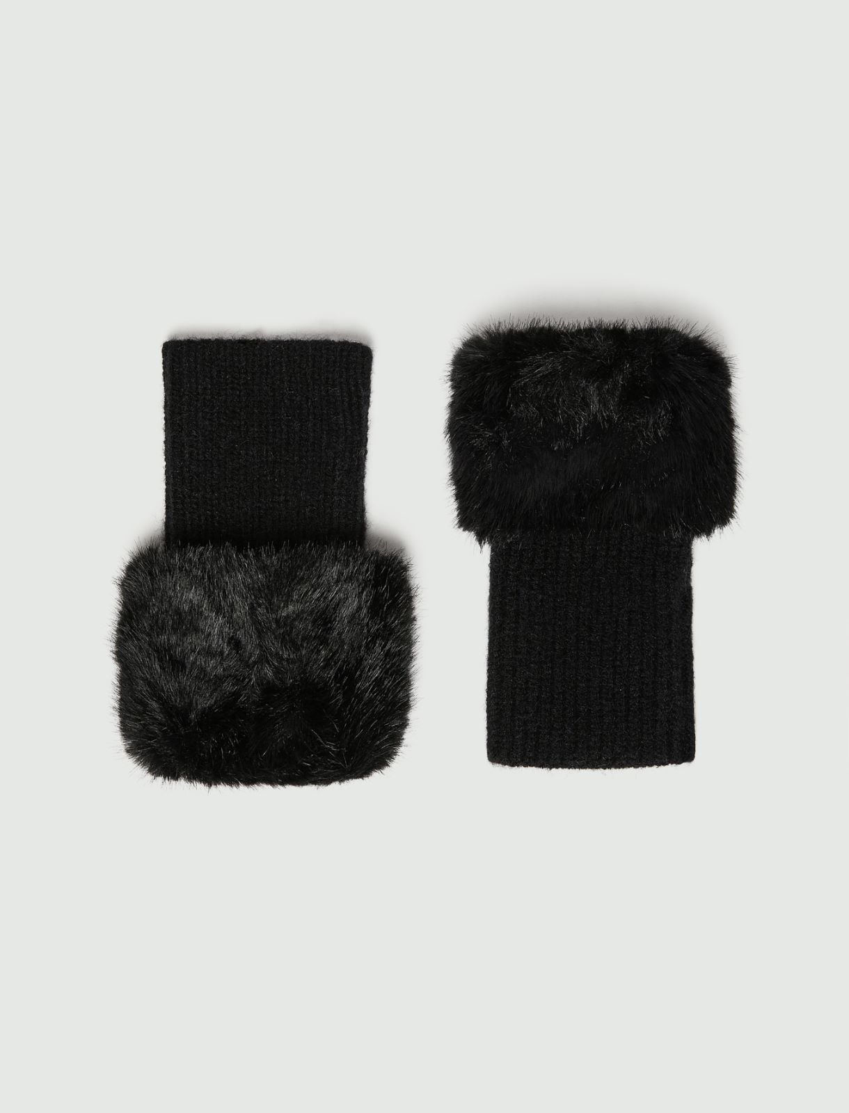 Faux-fur trimmed hand warmers - BLACK - Emme - 2