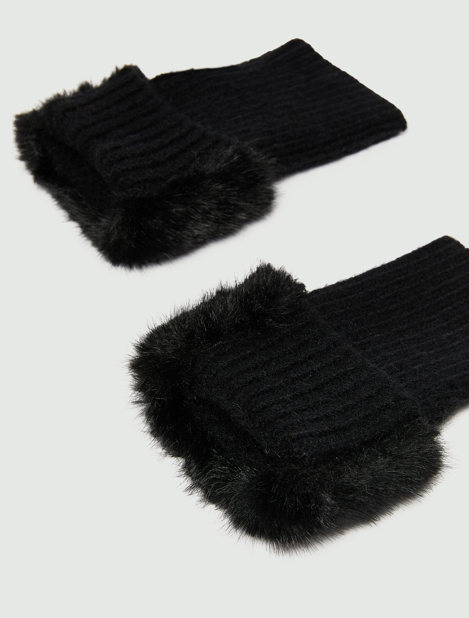 Faux-fur trimmed hand warmers - BLACK - Emme - 3