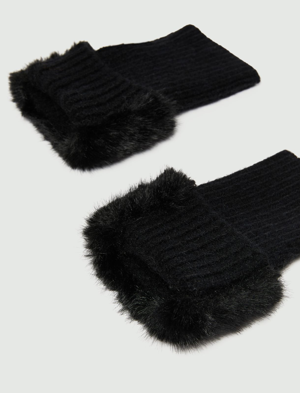 Faux-fur trimmed hand warmers - BLACK - Emme - 3