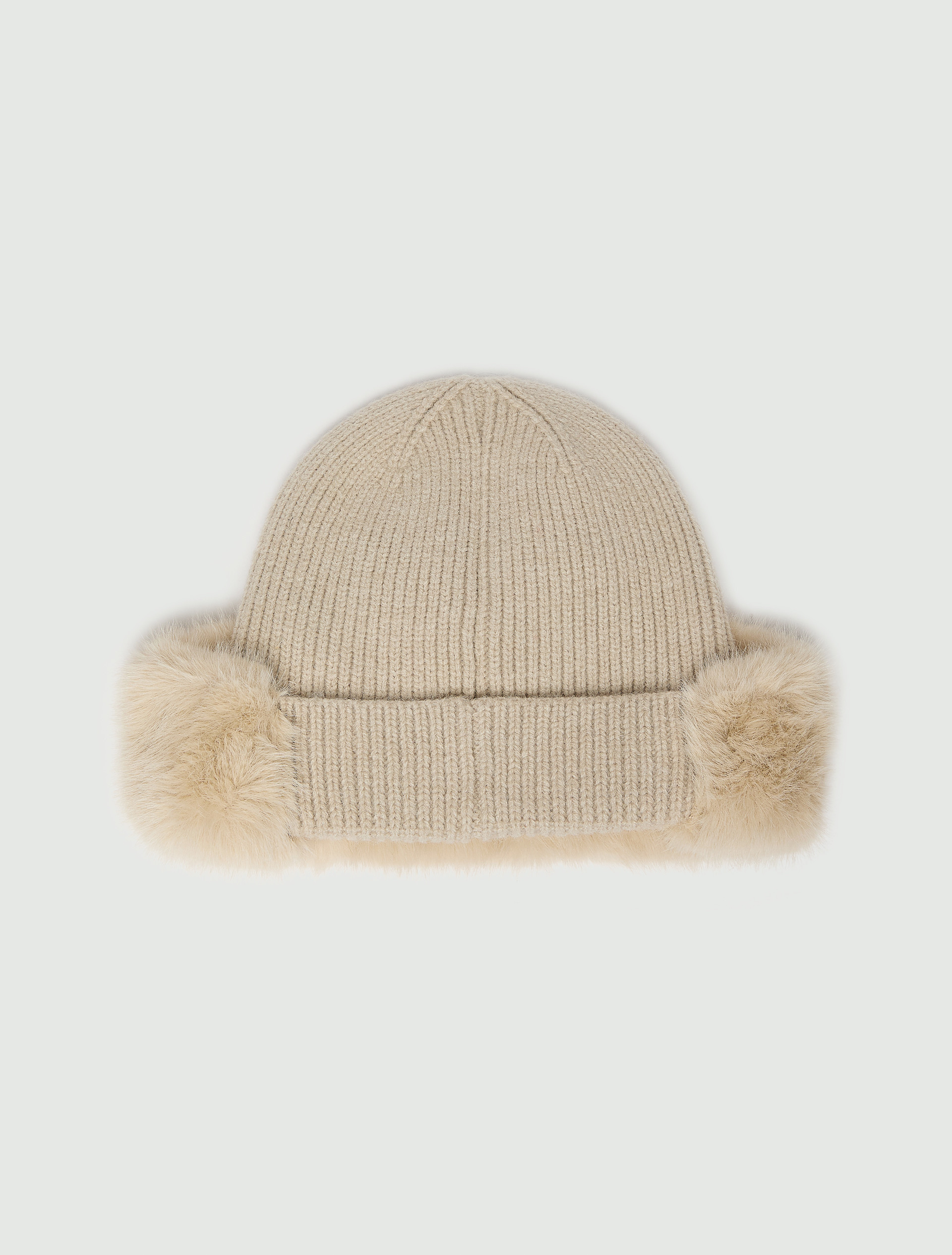 Plush-trim knitted hat - CREAM - Emme - 4