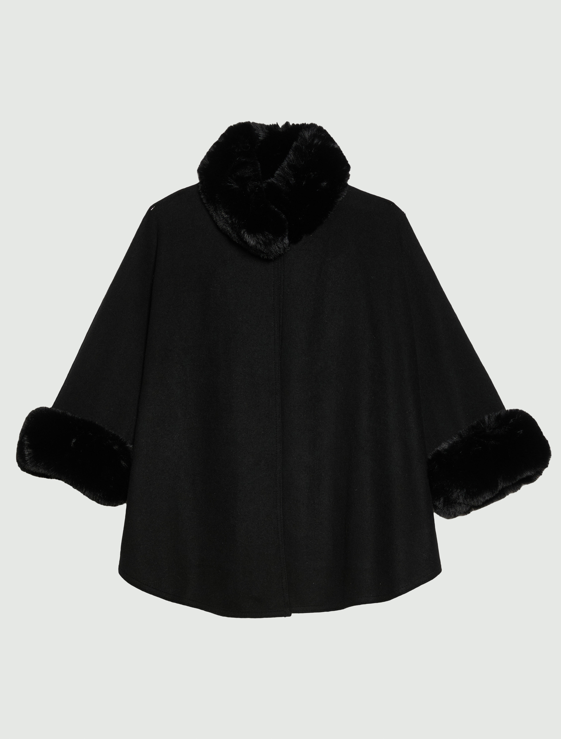 Cloth cape with furry trim - BLACK - Emme - 6