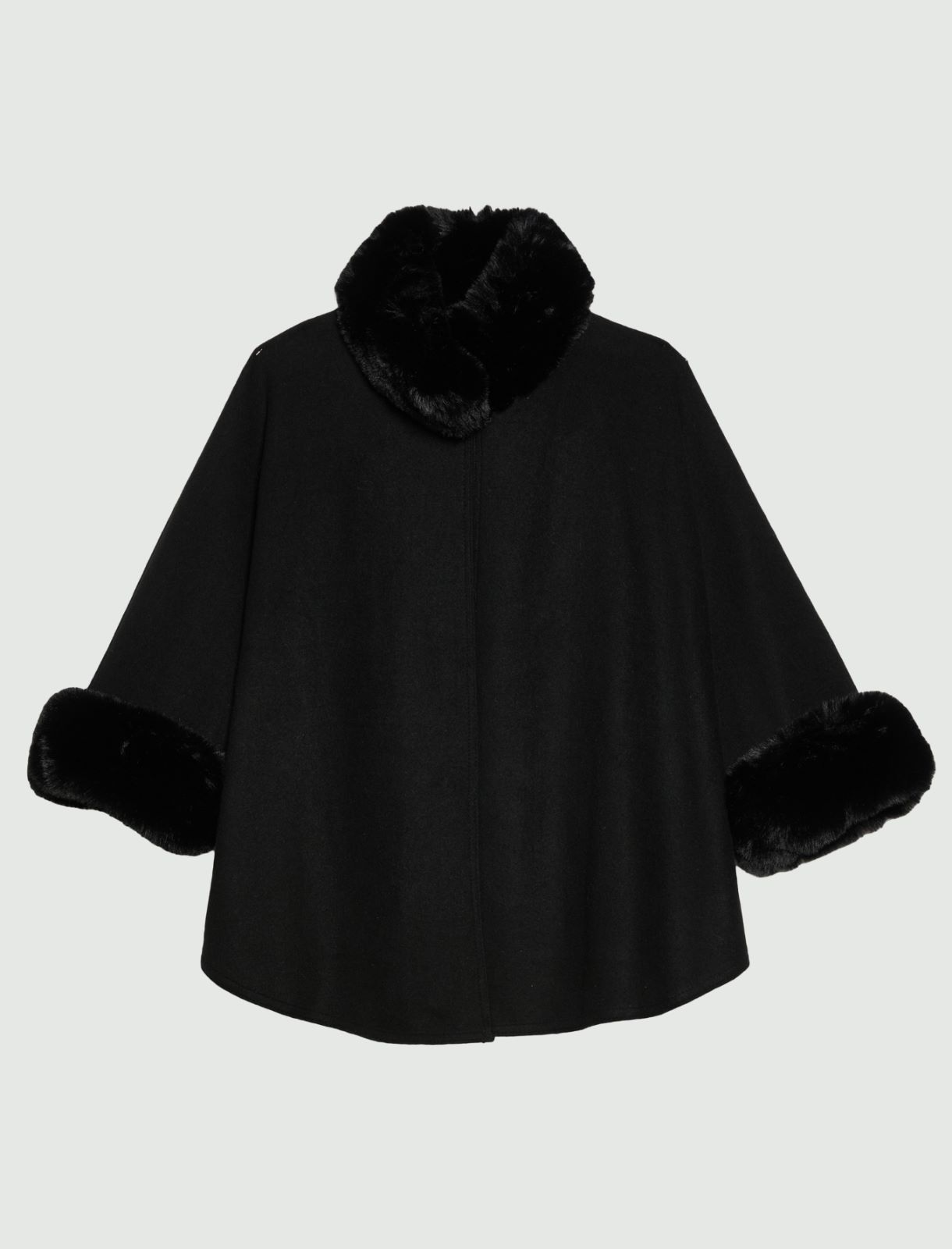 Cloth cape with furry trim - BLACK - Emme - 6