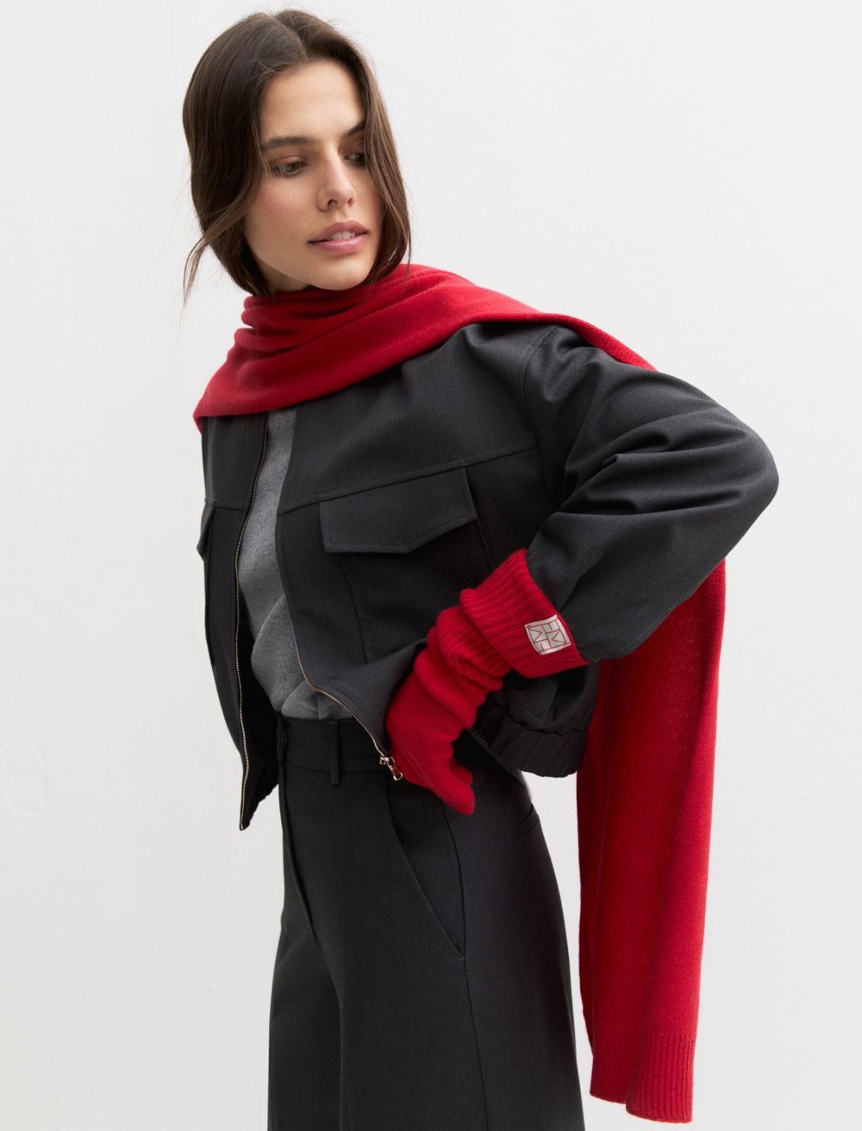 Cashmere-blend scarf - RED - Emme