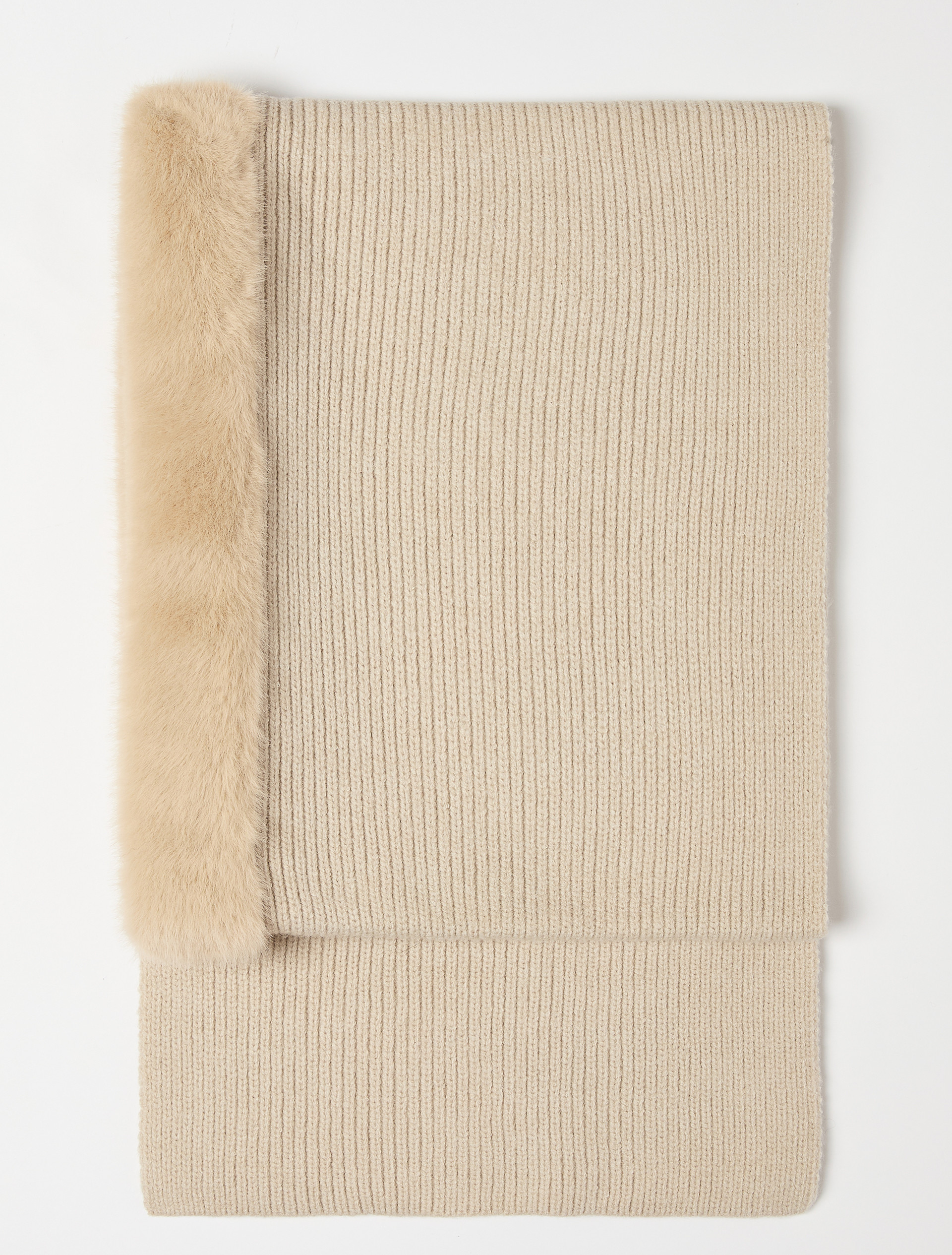 Hooded scarf with furry trim - CREAM - Emme - 2