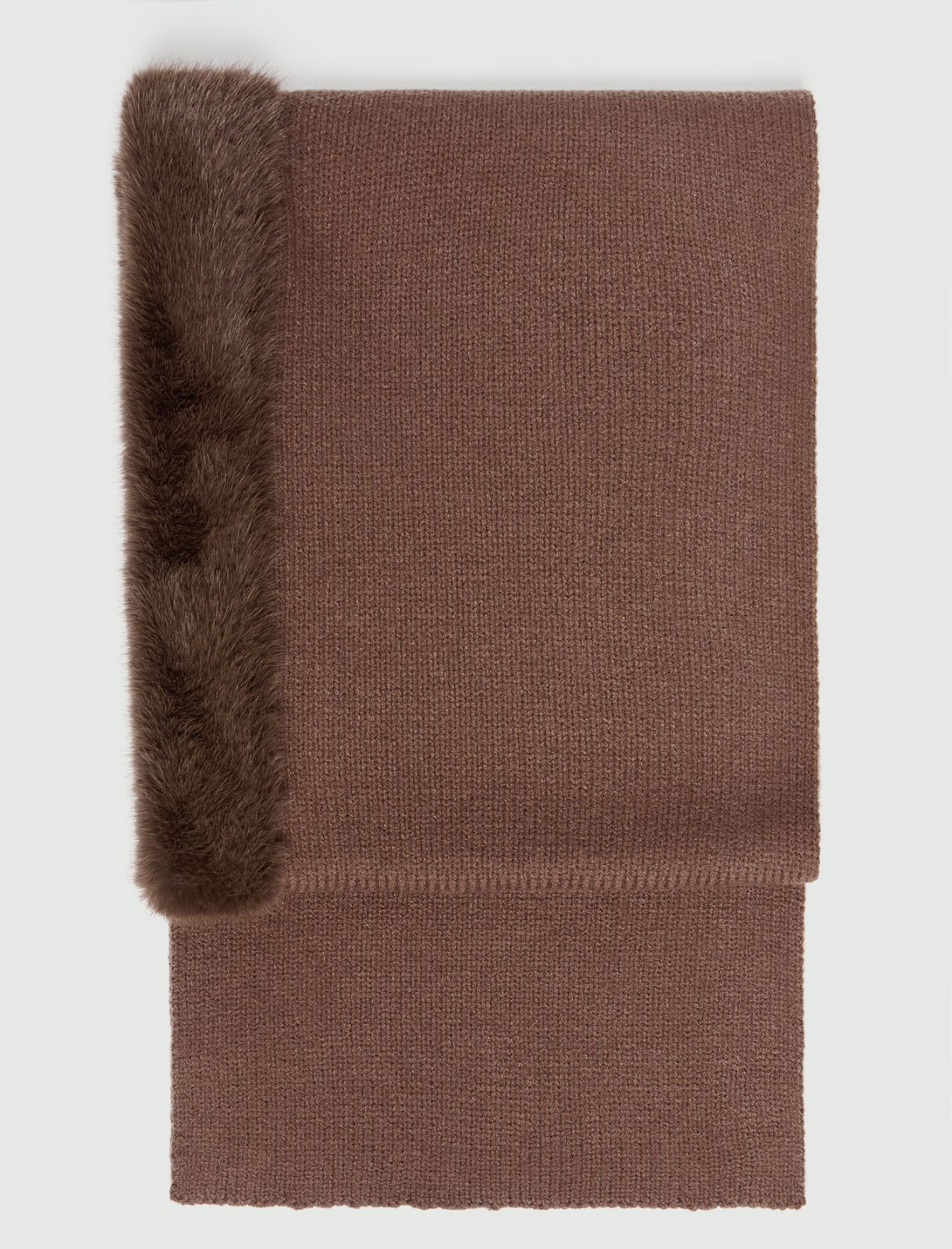 Hooded scarf with furry trim - BROWN - Emme - 2