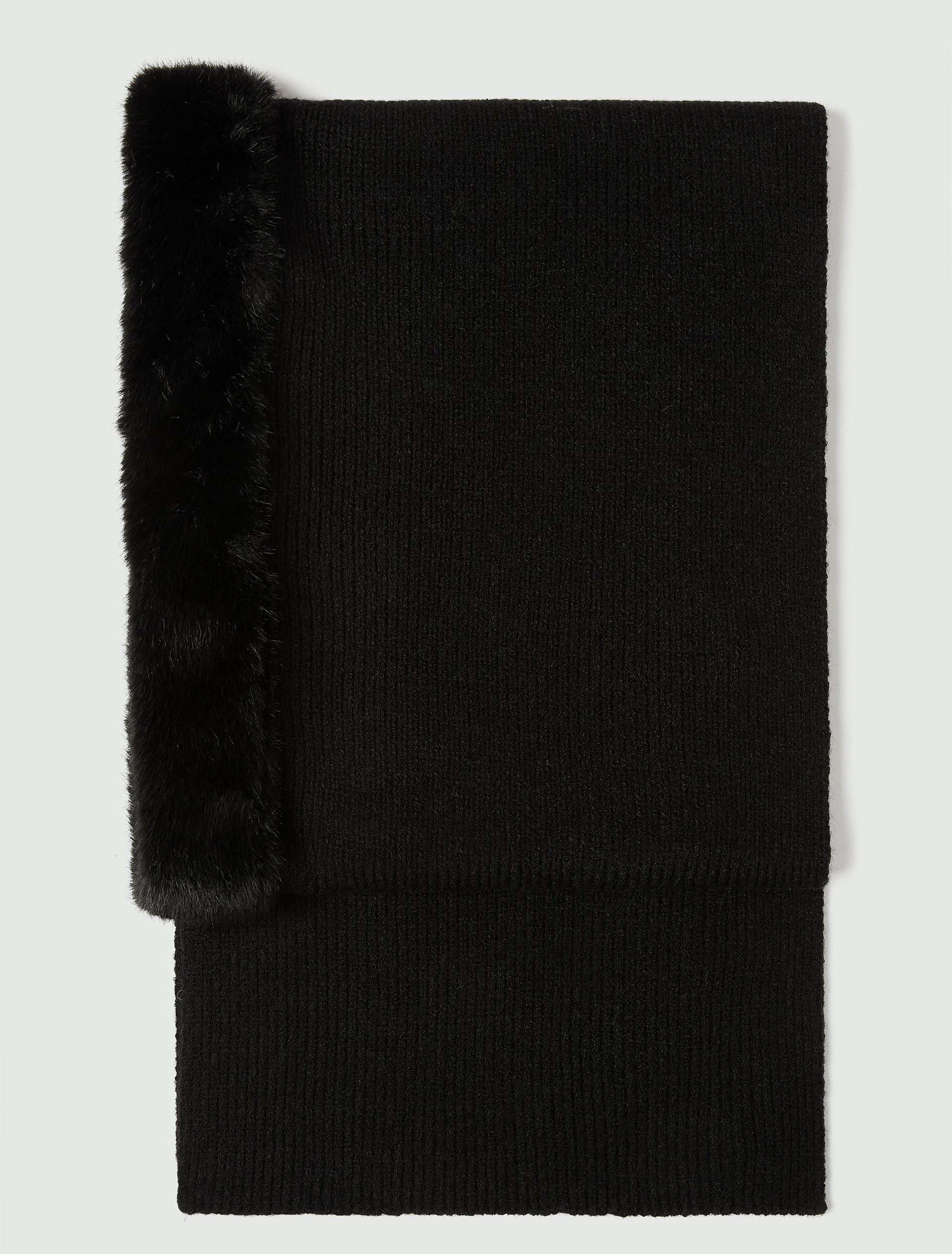 Sciarpa cappuccio con bordo in tessuto furry - NERO - Emme - 2