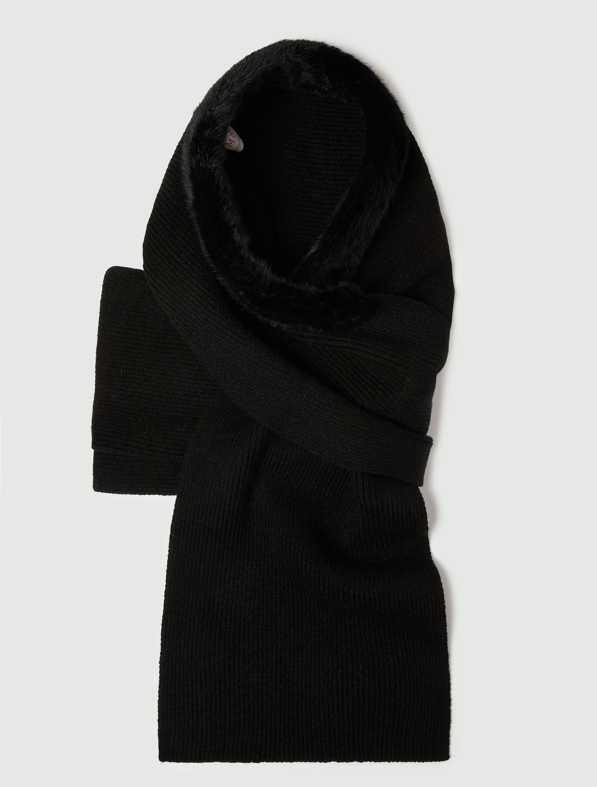 Sciarpa cappuccio con bordo in tessuto furry - NERO - Emme - 3