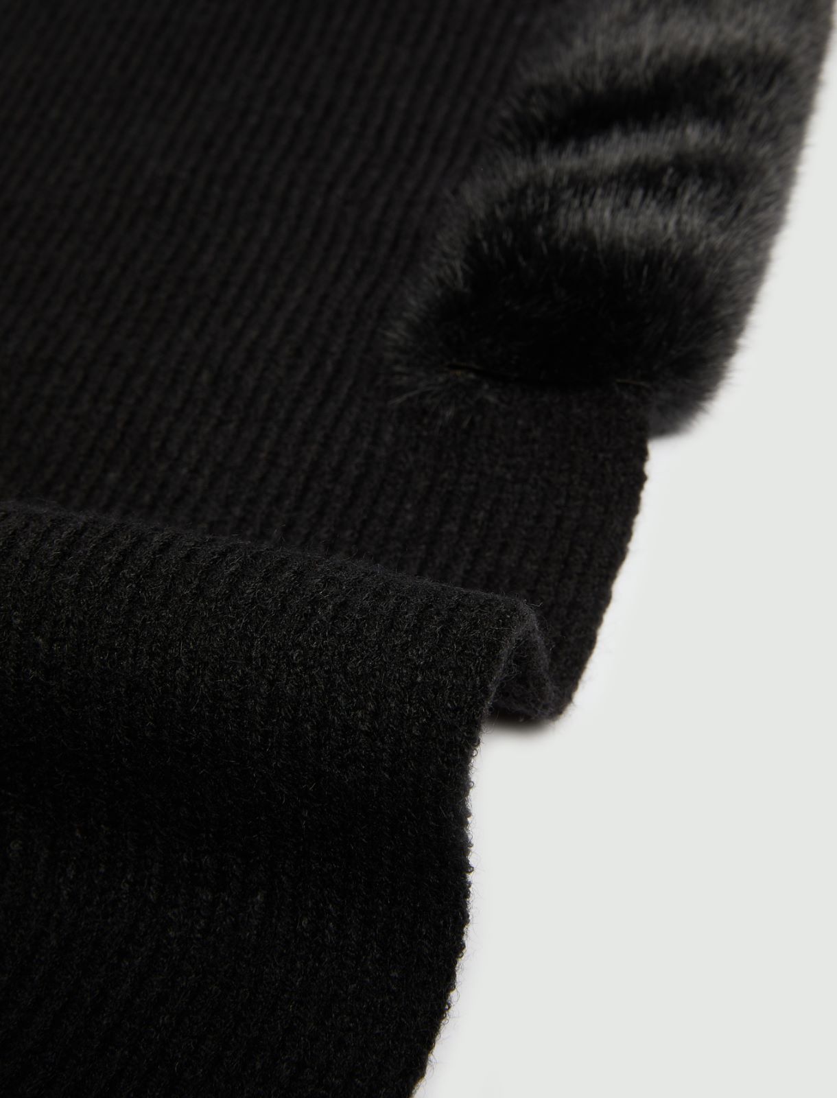 Sciarpa cappuccio con bordo in tessuto furry - NERO - Emme - 4