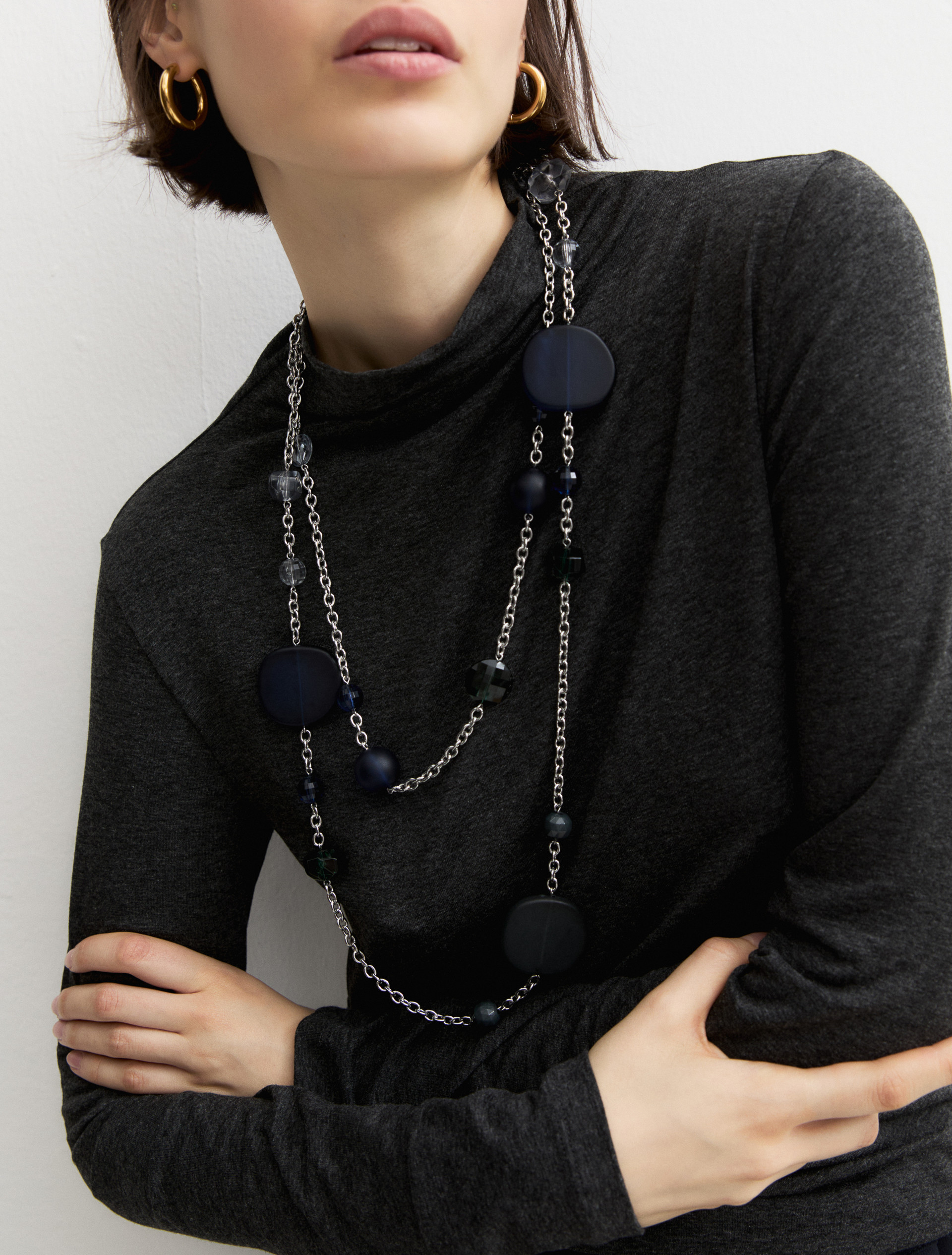 Double-strand necklace - SILVER - Emme - 1