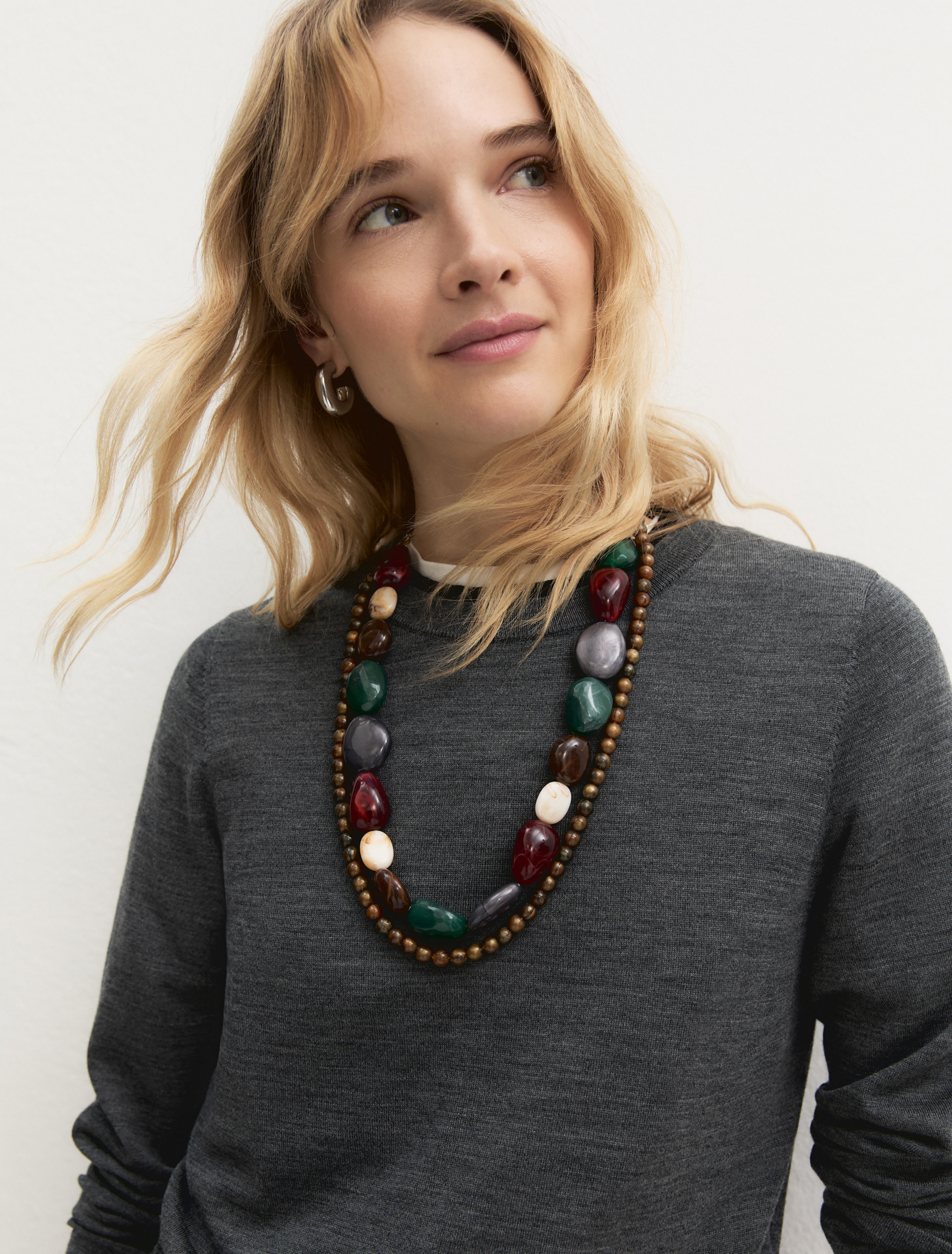 Collar con perlas de bisutería - ROJO - Emme - 1