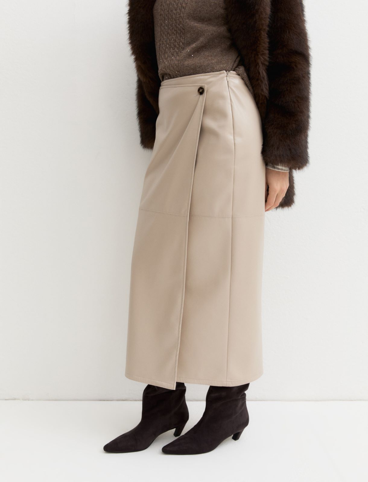 Faux-wrap skirt - ECRU - Emme - 3