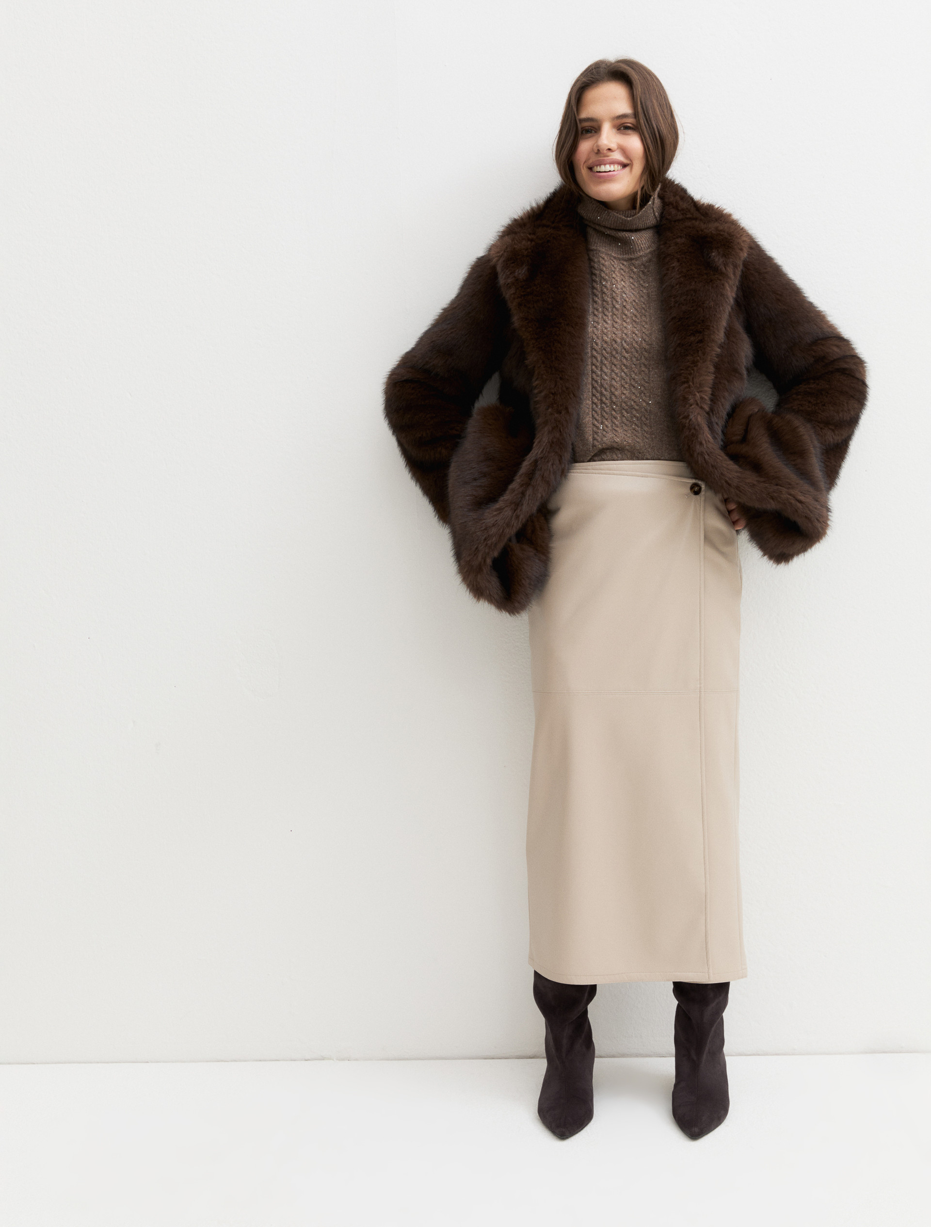 Faux-wrap skirt - ECRU - Emme - 1