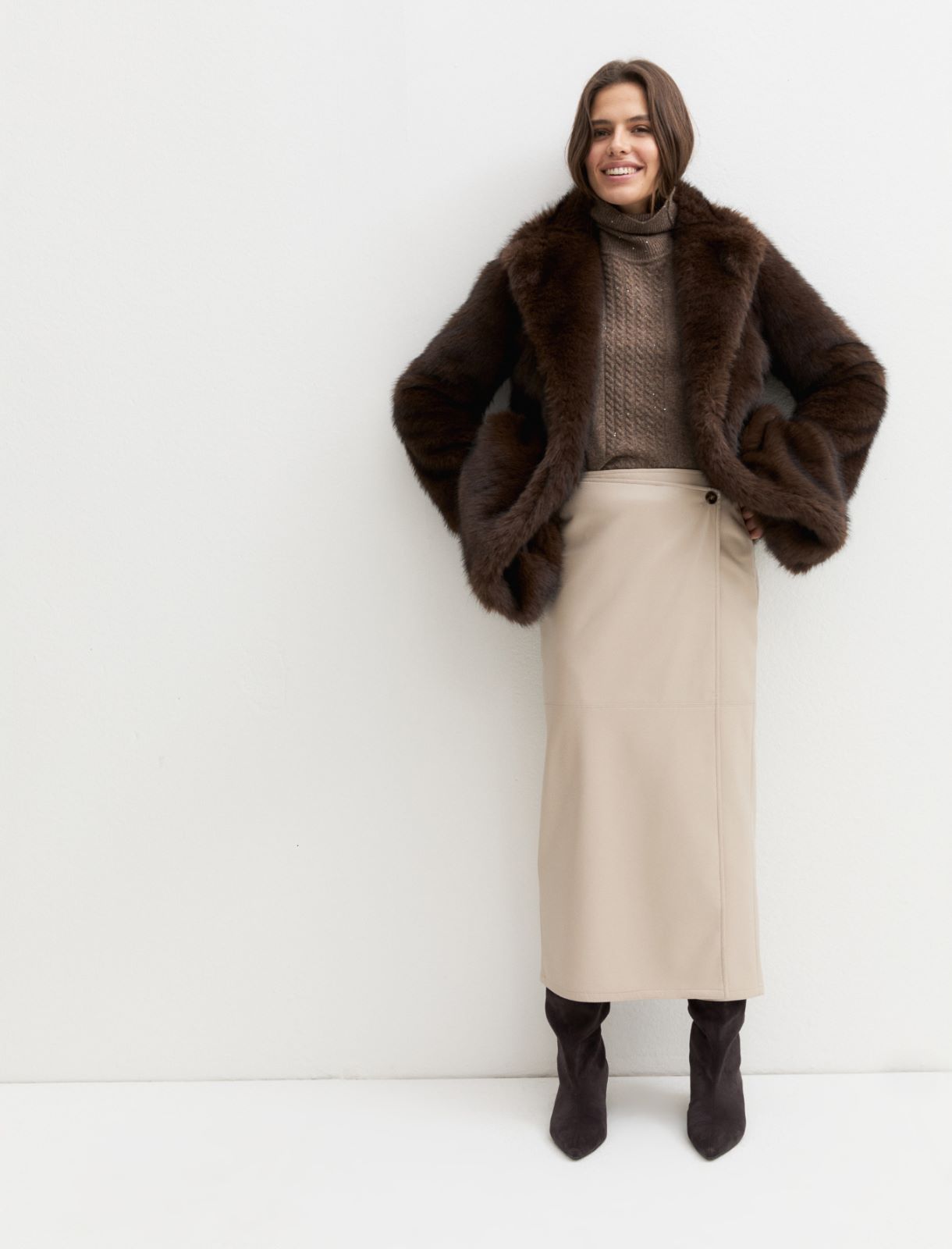 Faux-wrap skirt - ECRU - Emme
