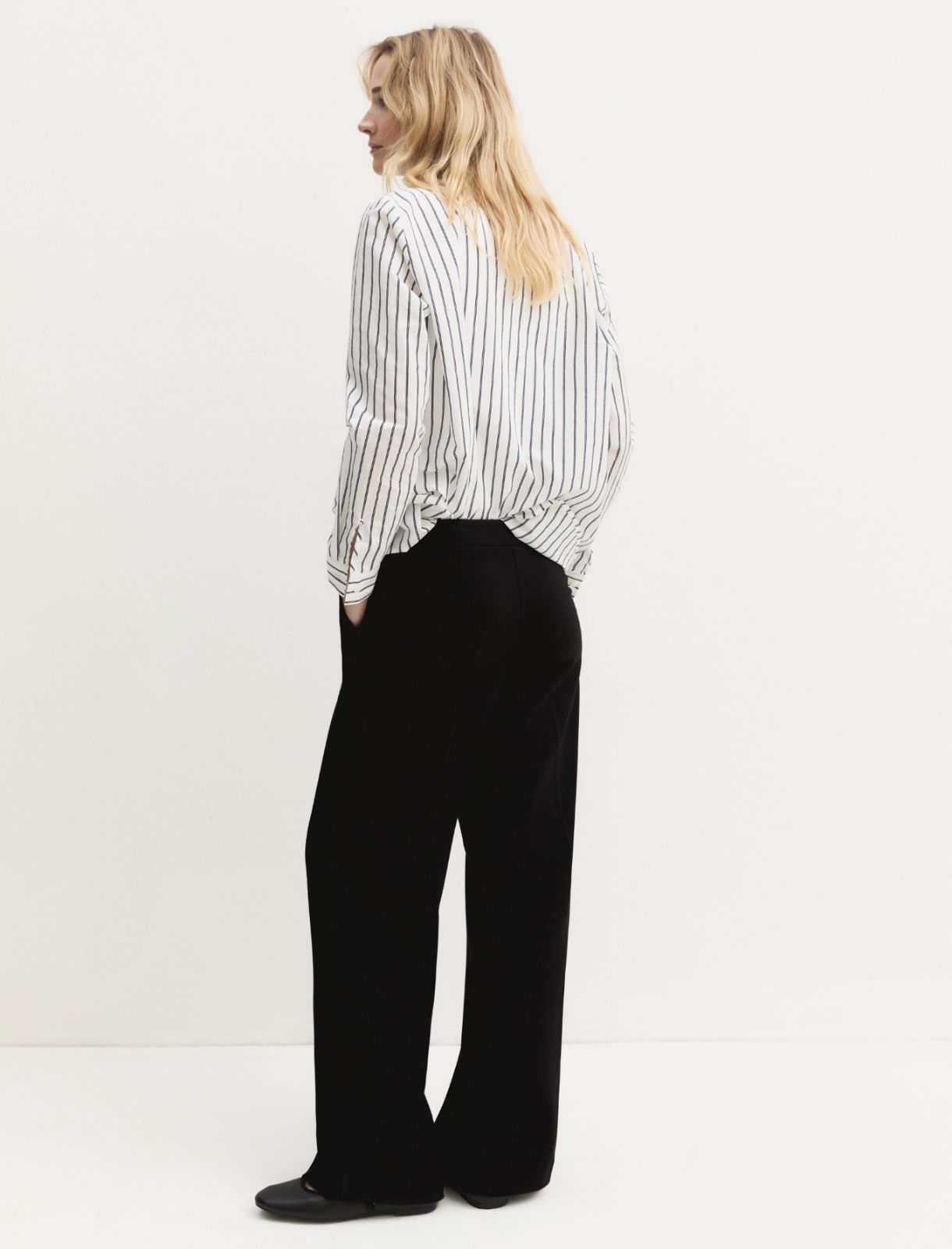 Pantalone dritto in jersey stretch - NERO - Emme - 3
