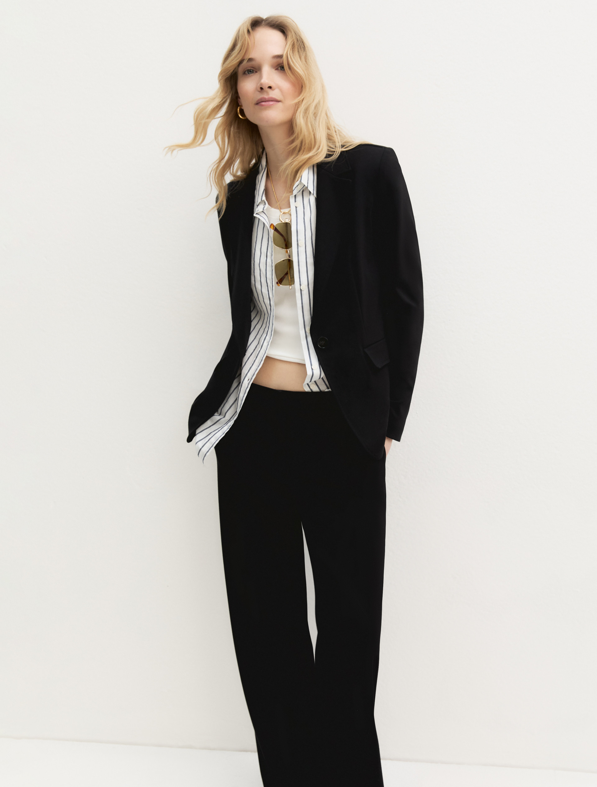 Pantalone dritto in jersey stretch - NERO - Emme - 4