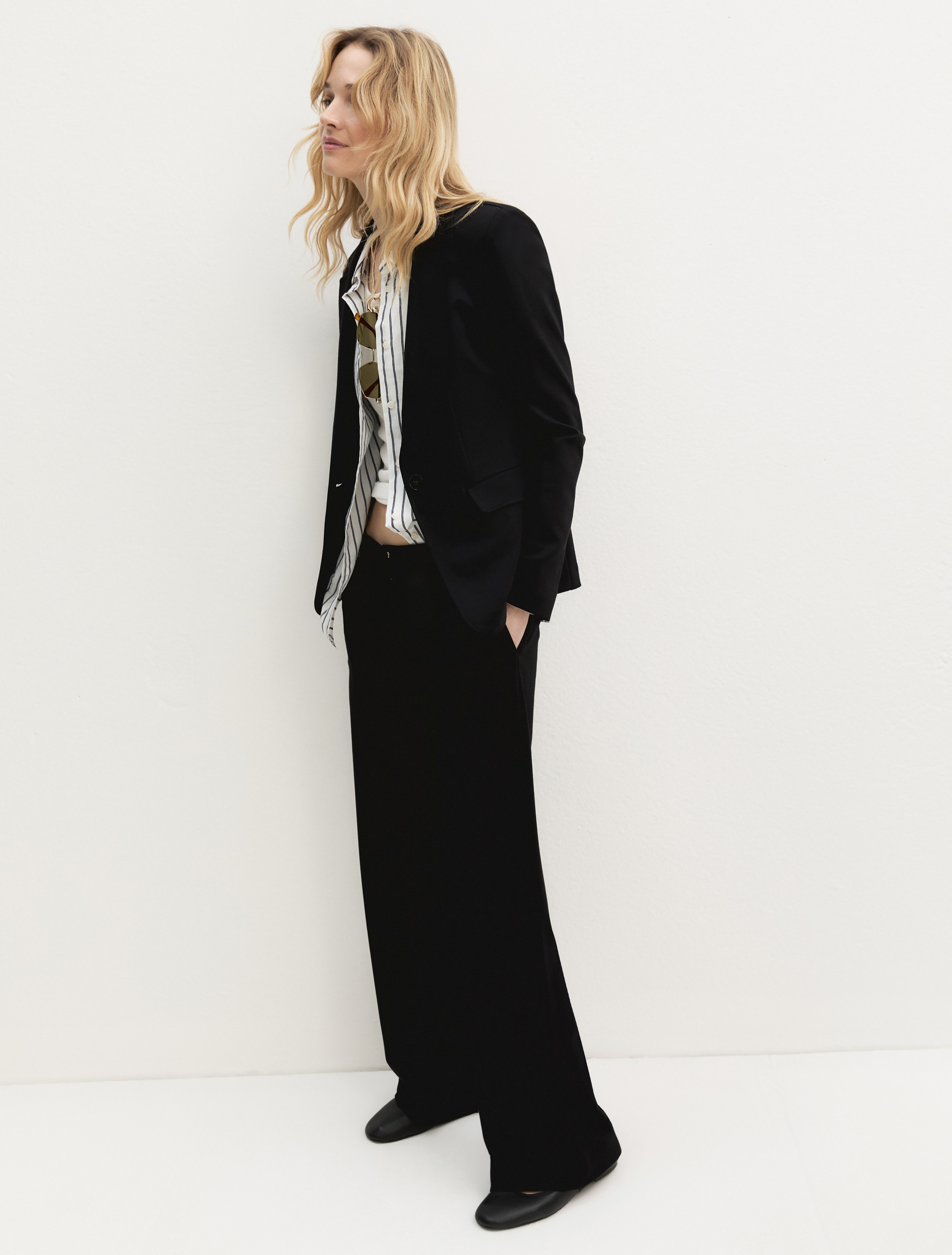 Pantalone dritto in jersey stretch - NERO - Emme - 1