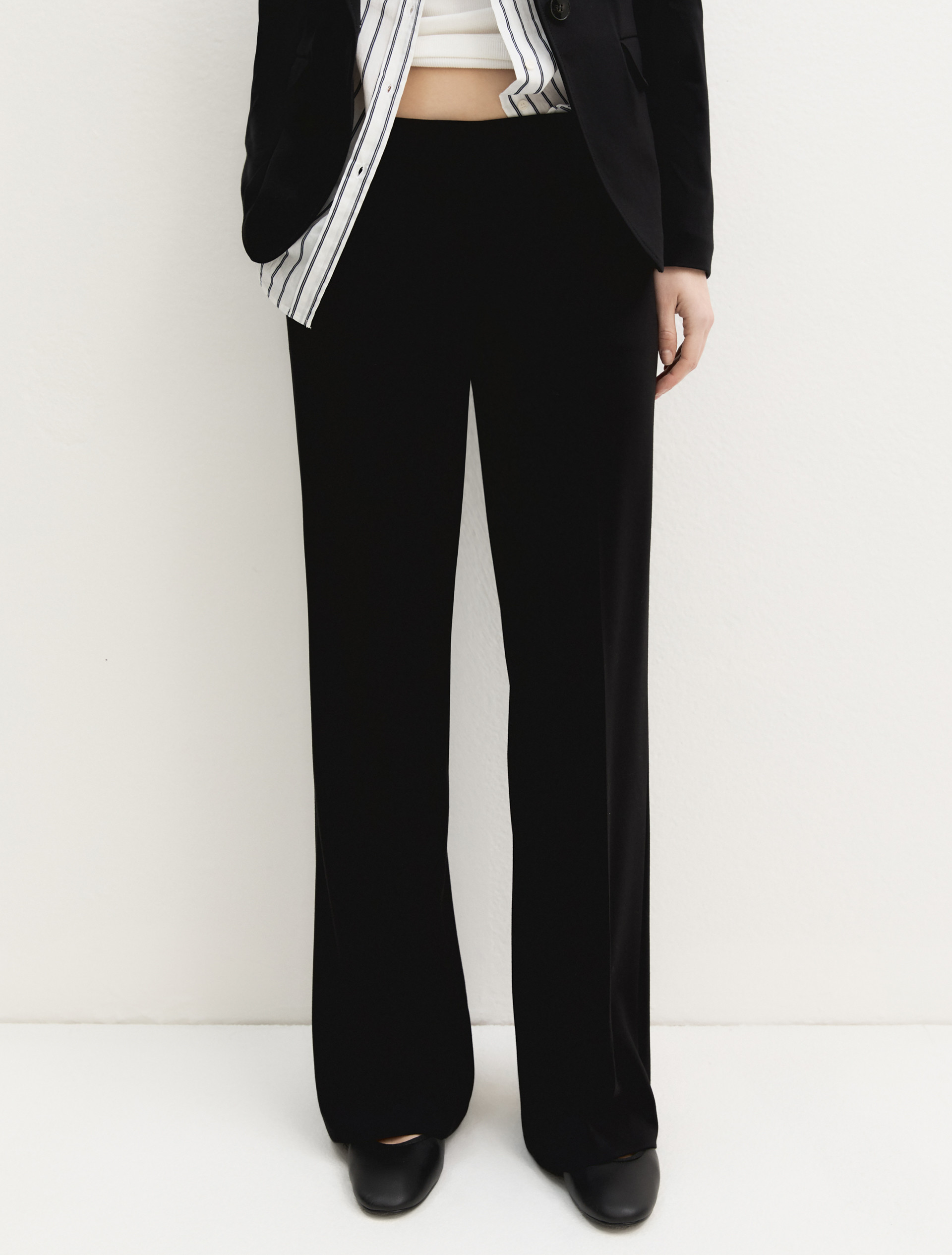 Pantalone dritto in jersey stretch - NERO - Emme - 5