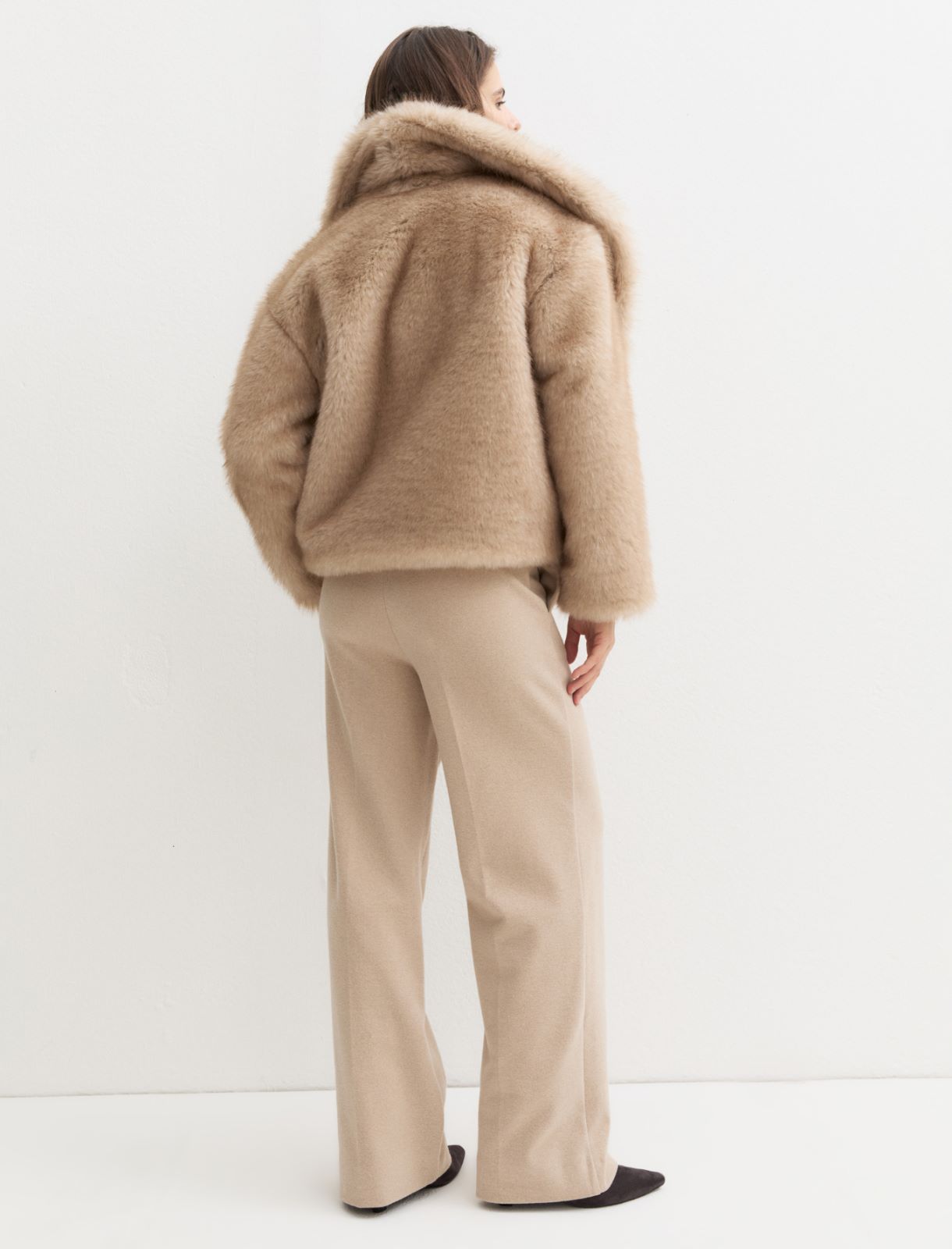 Straight-fit jacquard jersey trousers - ECRU - Emme - 2