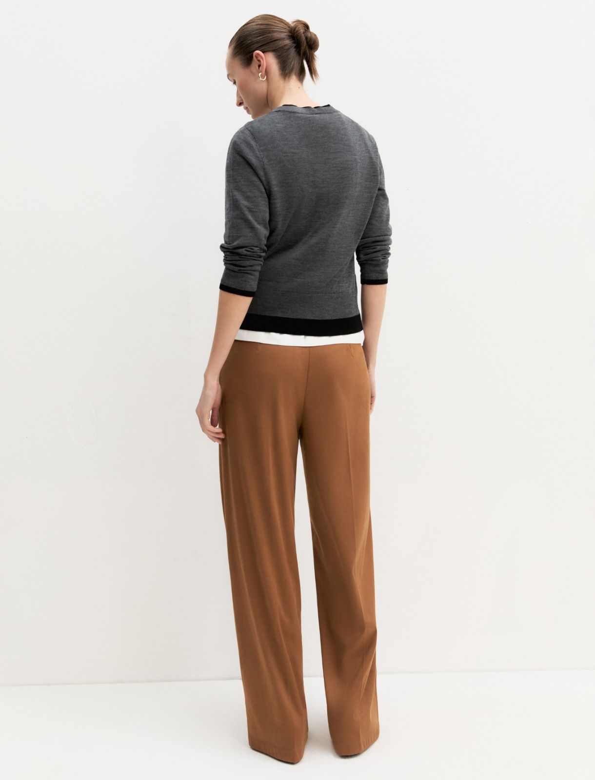 Straight-fit stretch jersey trousers - COGNAC - Emme - 2