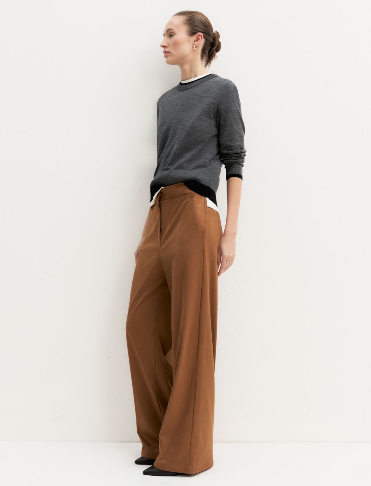 Straight-fit stretch jersey trousers - COGNAC - Emme - 4