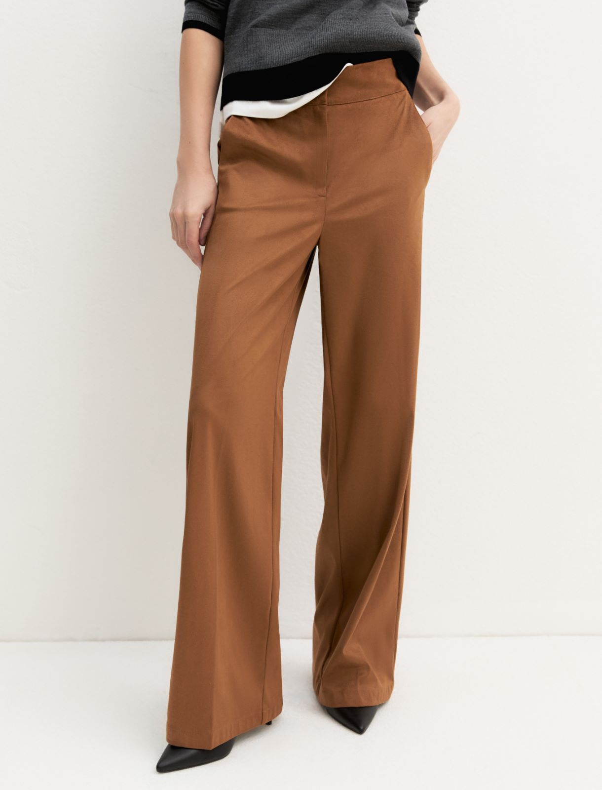 Straight-fit stretch jersey trousers - COGNAC - Emme - 5