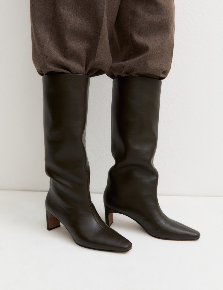 Knee-high boots - DARK OLIVE-GREEN