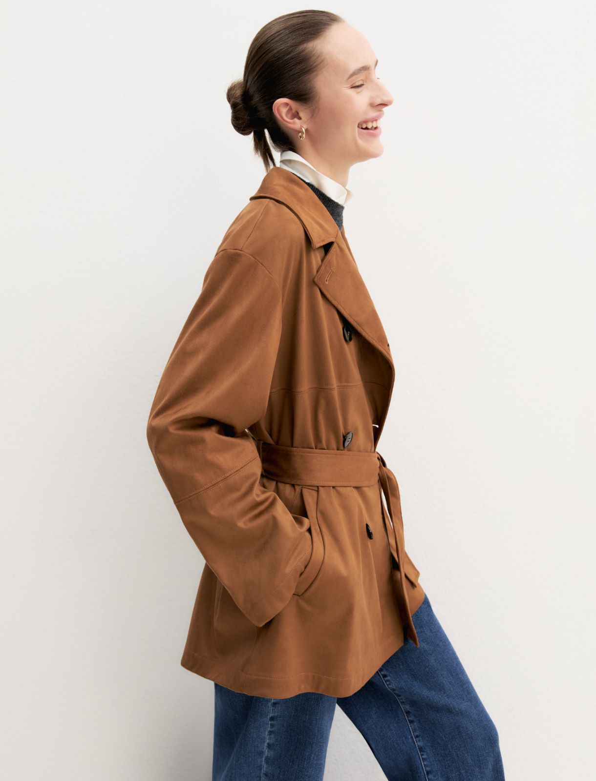 Giacca lunga doppiopetto - COGNAC - Emme - 4