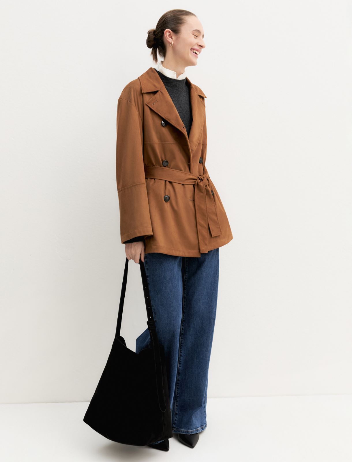 Giacca lunga doppiopetto - COGNAC - Emme