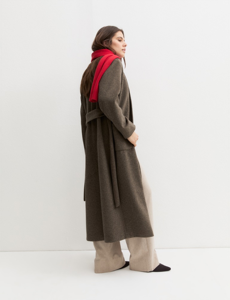 Soft jersey coat - CHESTNUT