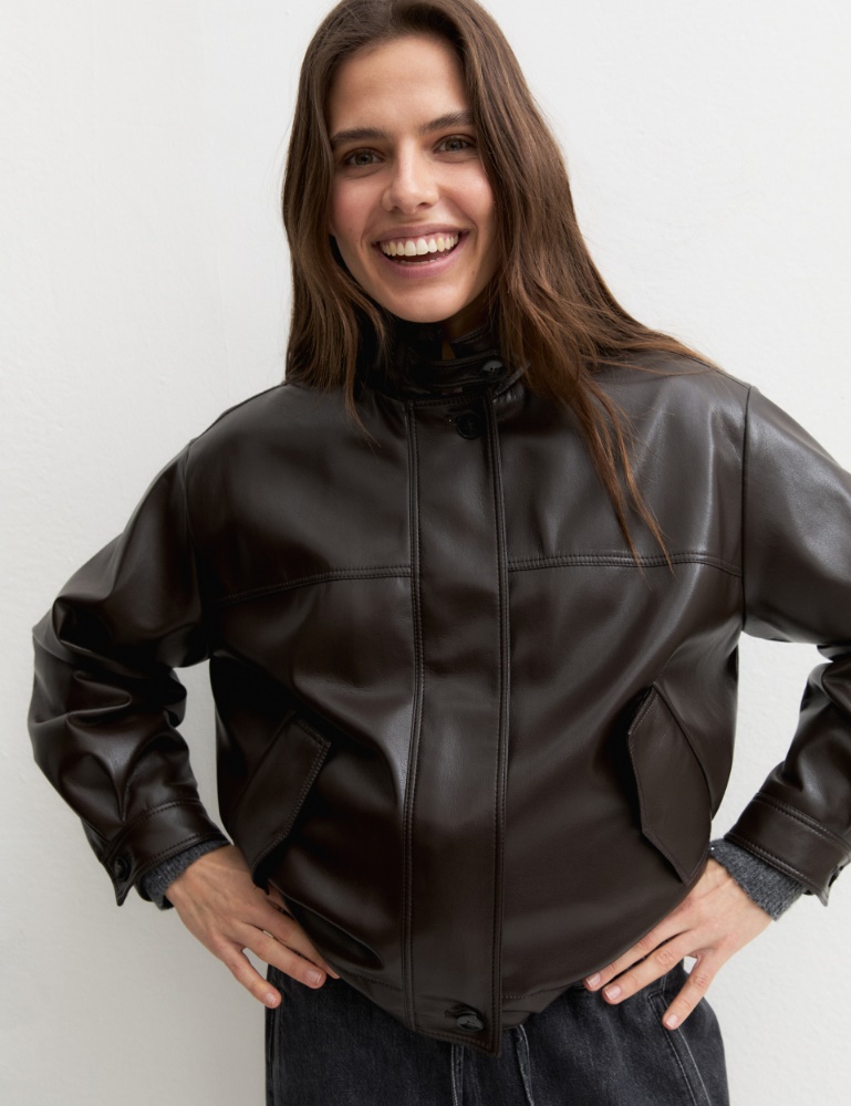 Oversized coated jersey bomber jacket - Emme