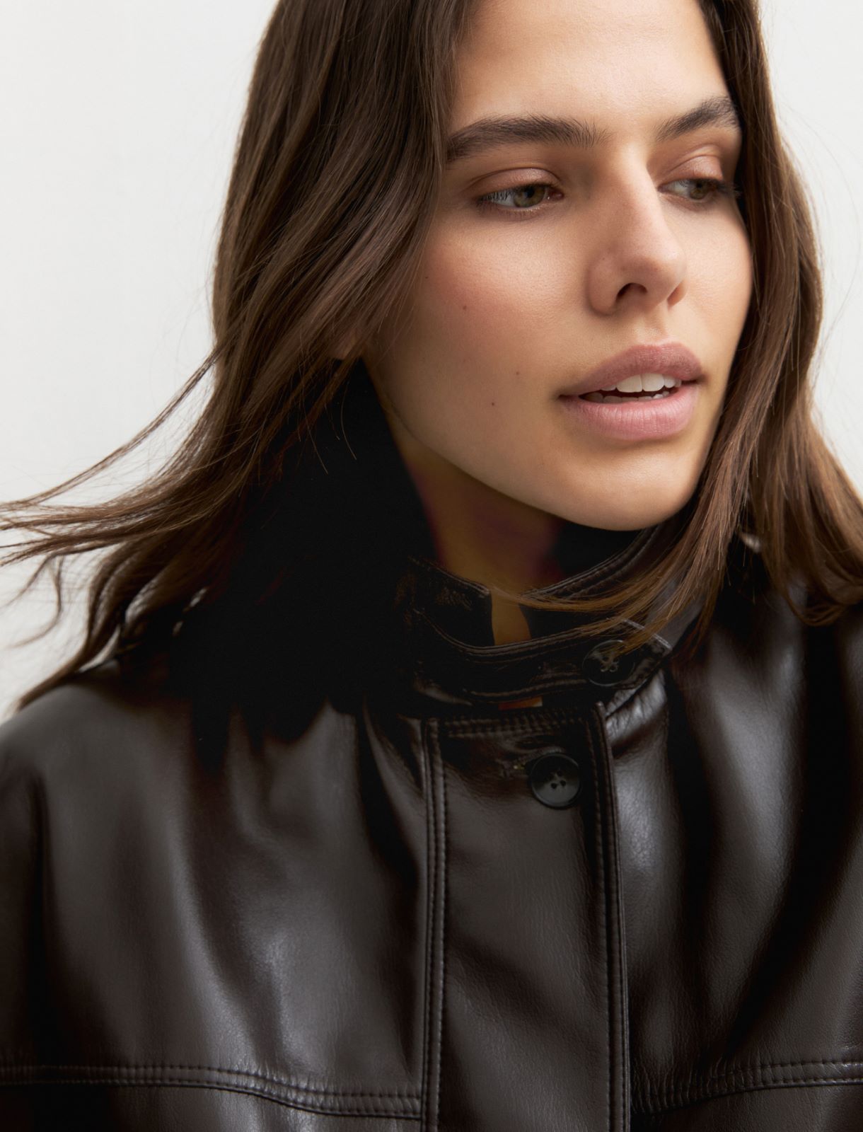 Oversized coated jersey bomber jacket - DARK BROWN - Emme - 5