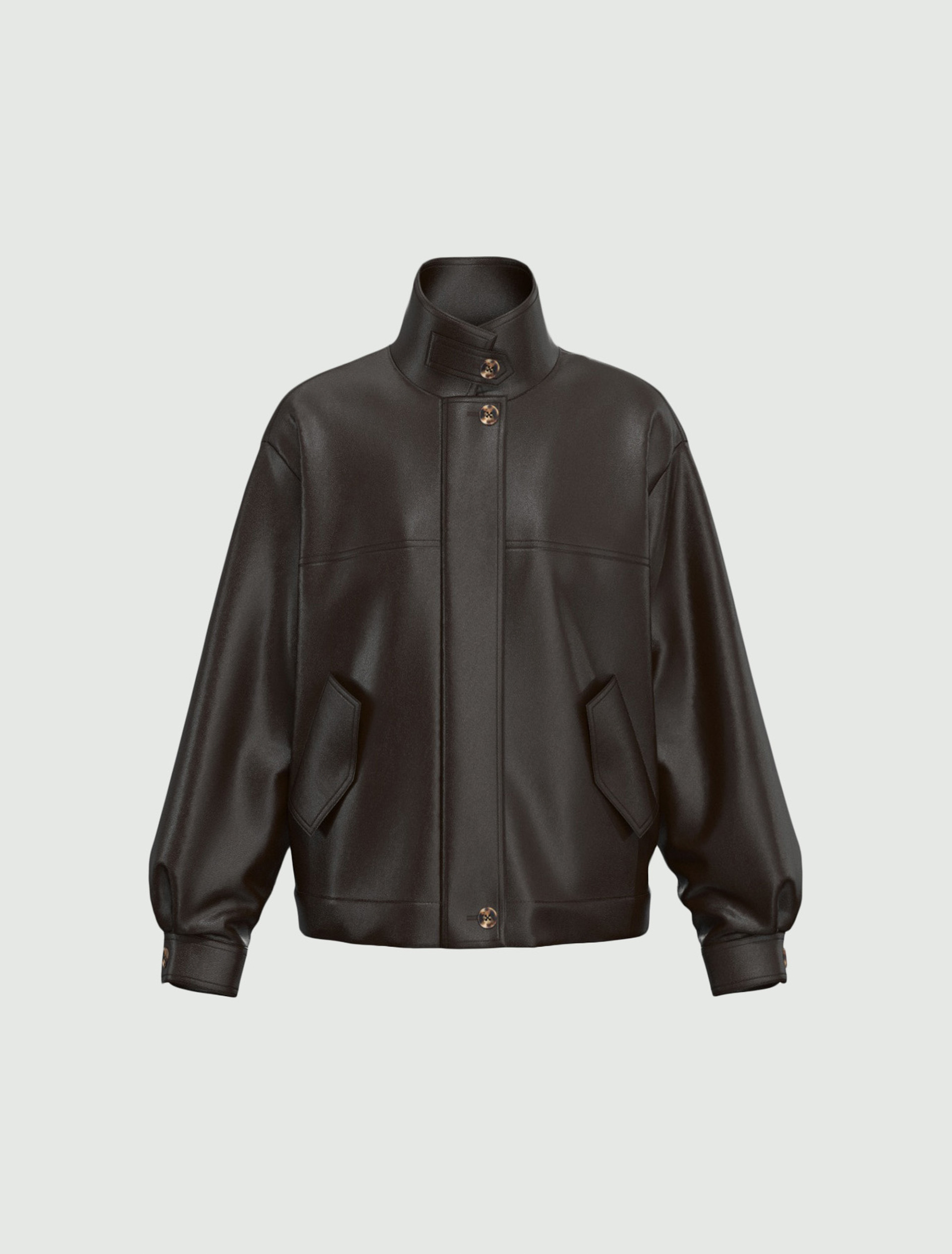 Oversized coated jersey bomber jacket - DARK BROWN - Emme - 6