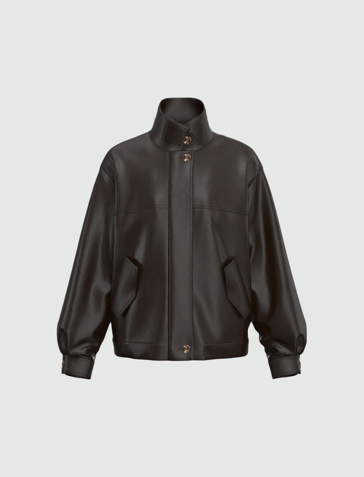 Oversized coated jersey bomber jacket - DARK BROWN - Emme - 6