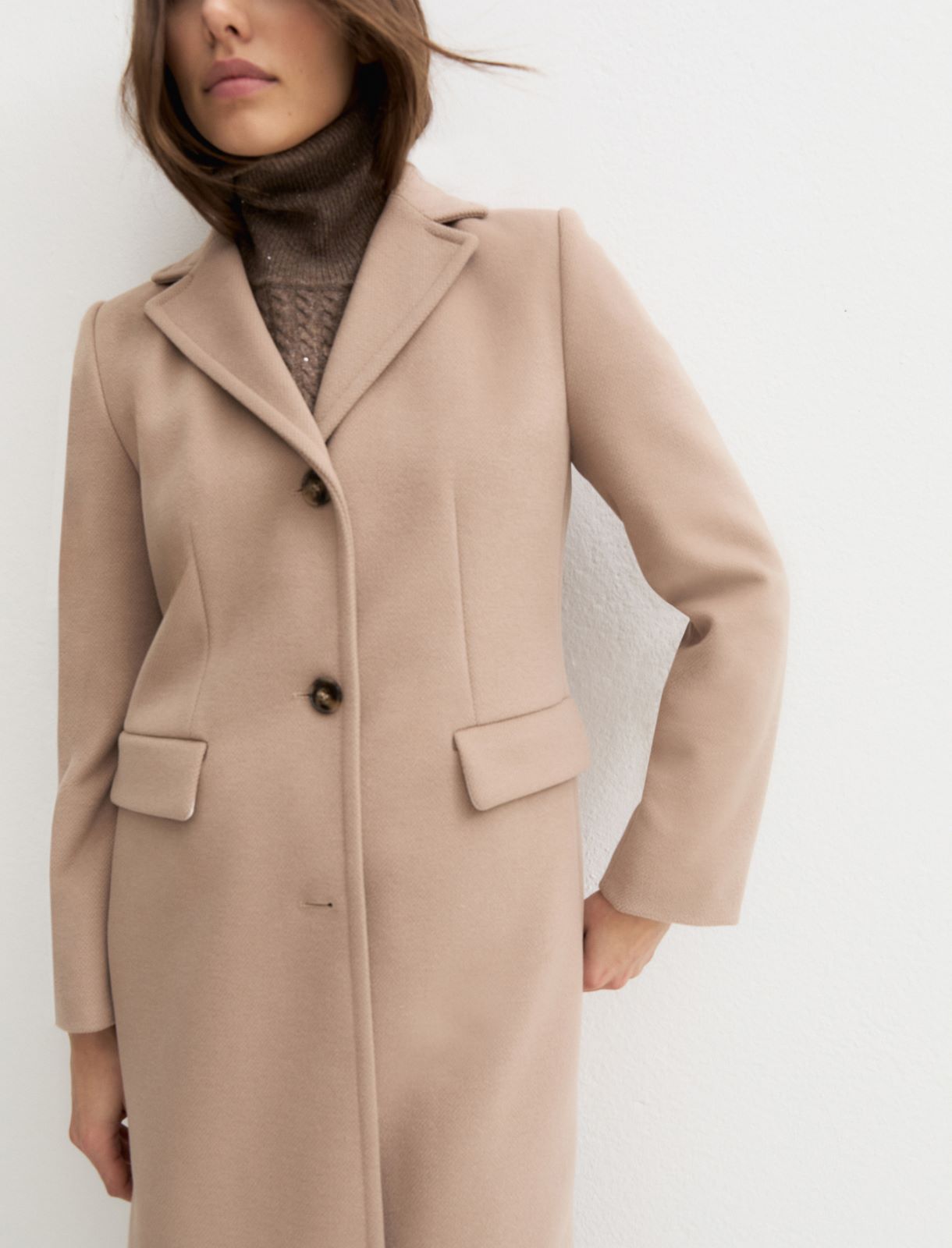 Semi-fitted soft jersey coat - HAZELNUT BROWN - Emme - 7