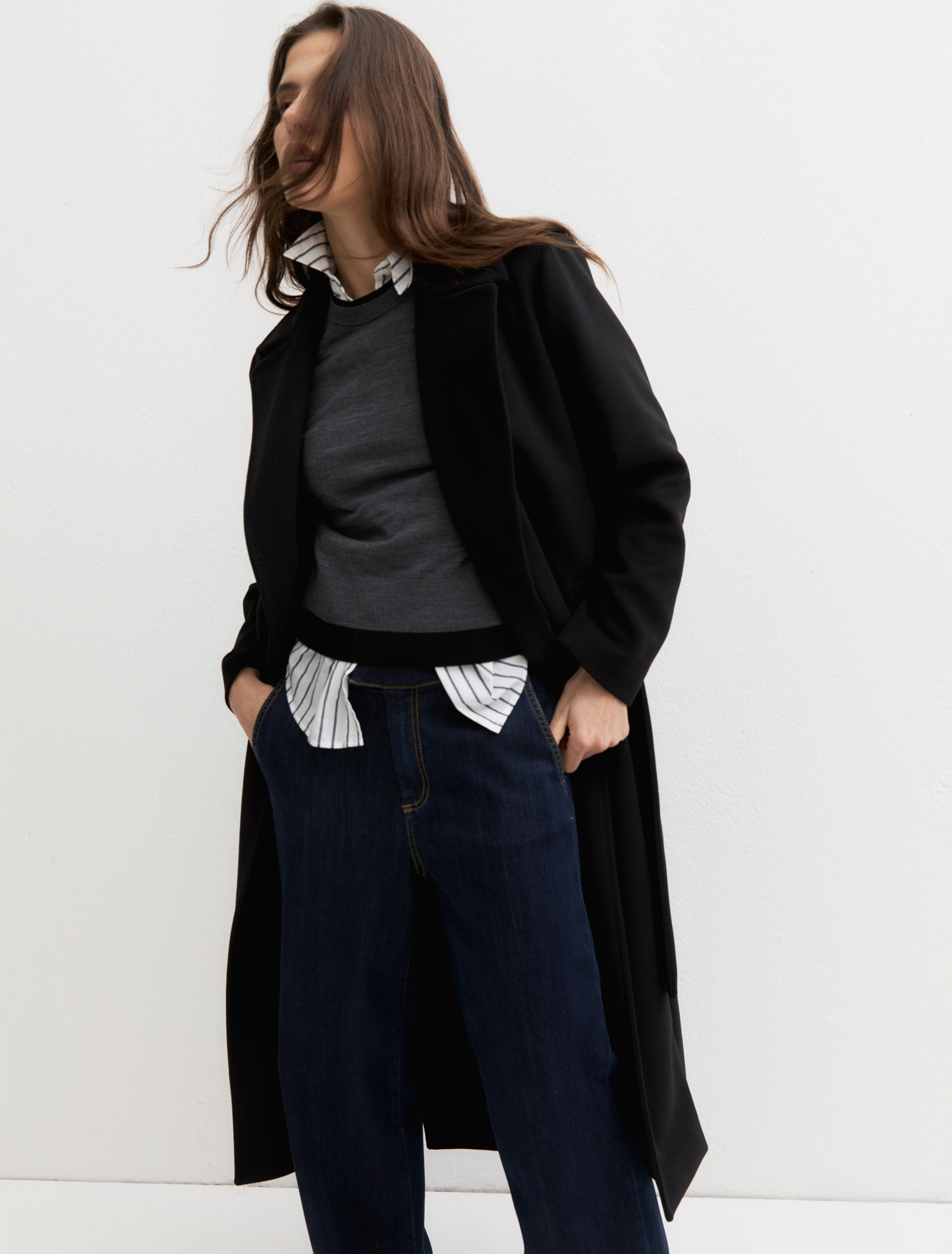 Soft jersey cloth coat - BLACK - Emme - 7