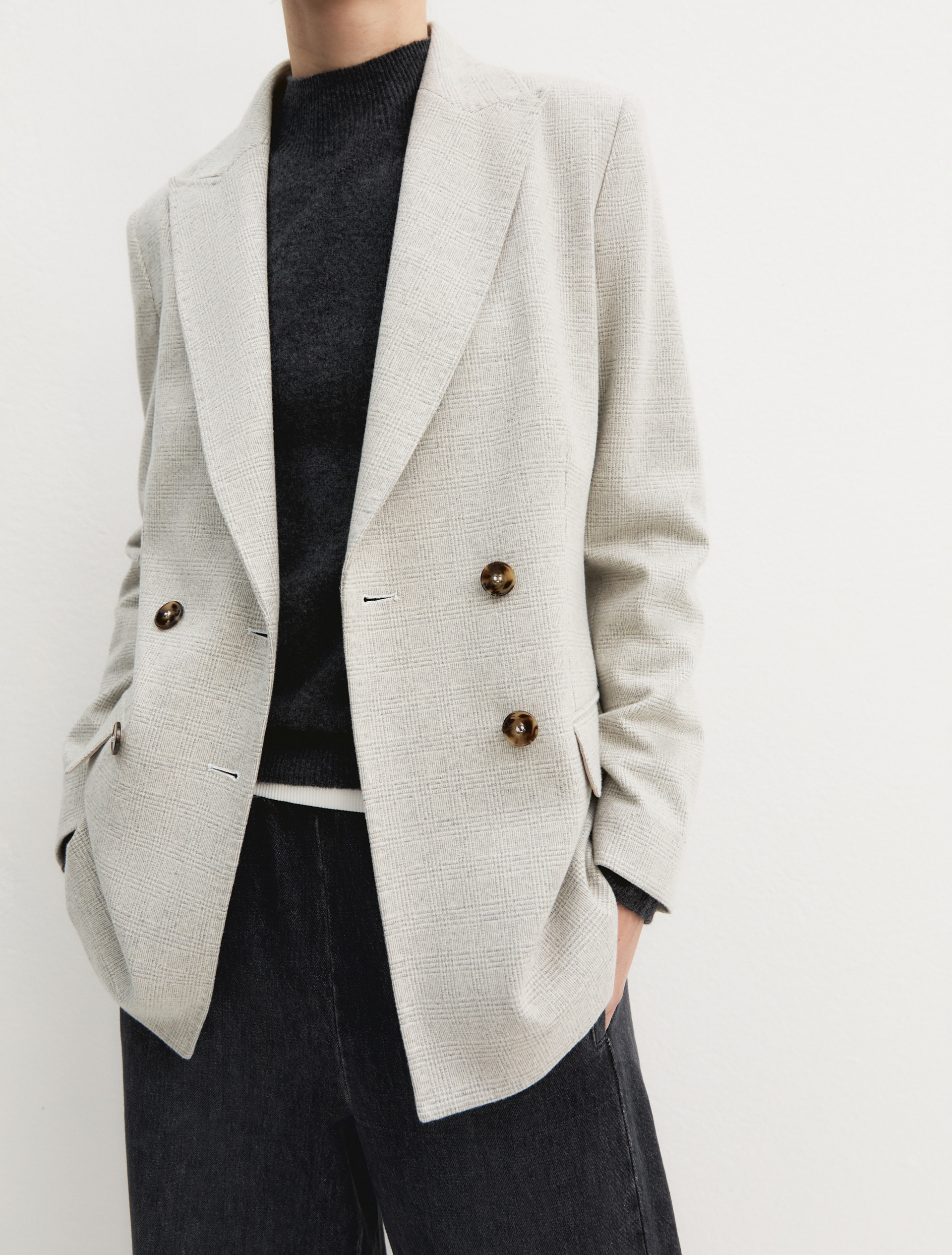Blazer doppiopetto in jersey smerigliato - GRIGIO CHIARO - Emme - 6