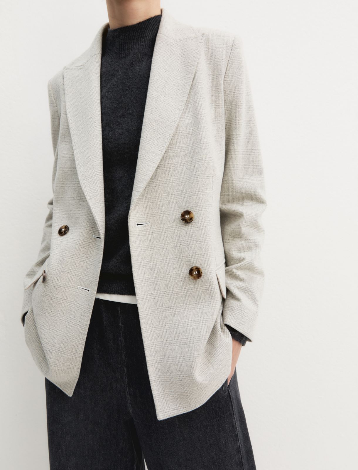 Blazer doppiopetto in jersey smerigliato - GRIGIO CHIARO - Emme - 6