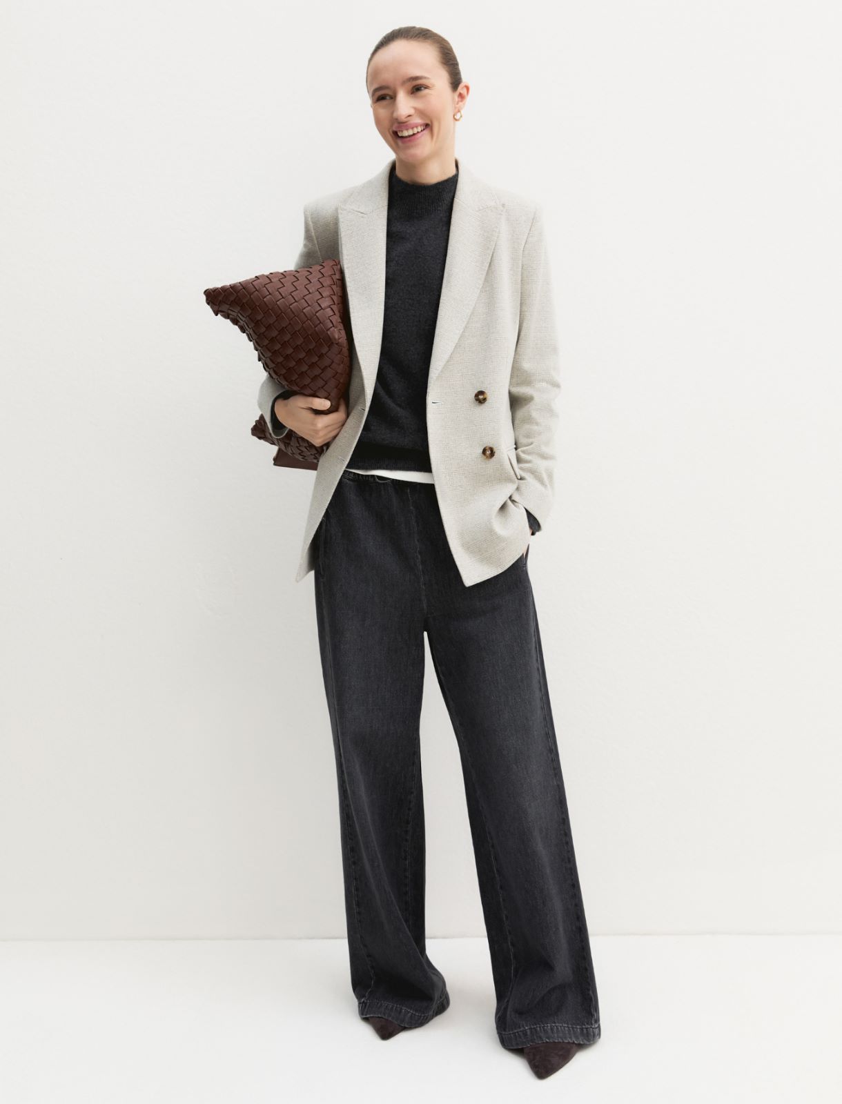Blazer doppiopetto in jersey smerigliato - GRIGIO CHIARO - Emme