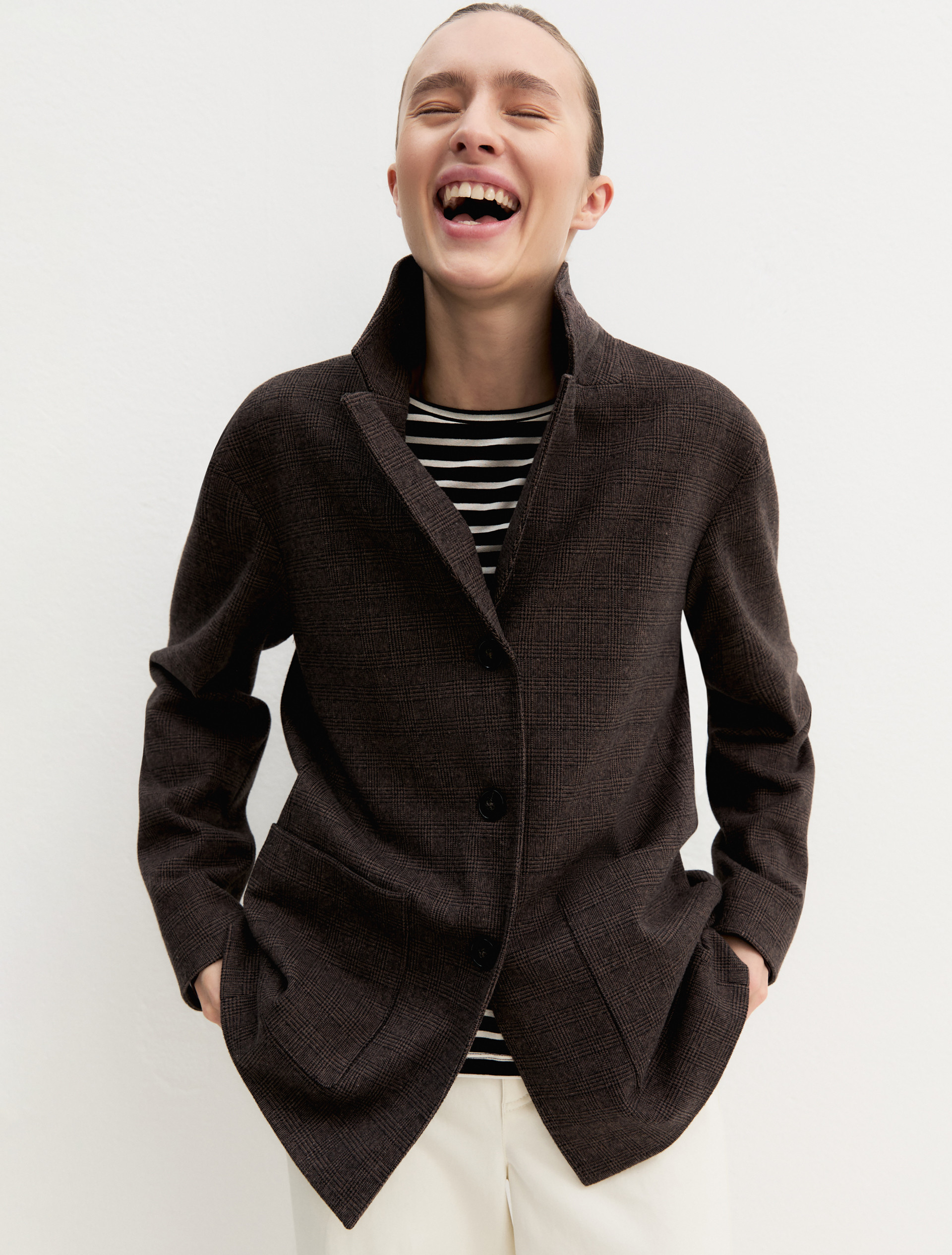 Giacca monopetto in jersey smerigliato - MARRONE - Emme - 3