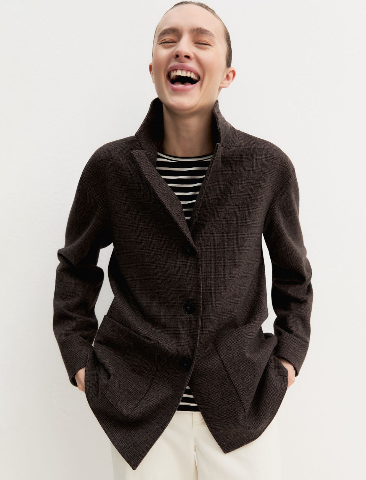 Giacca monopetto in jersey smerigliato - MARRONE - Emme - 3