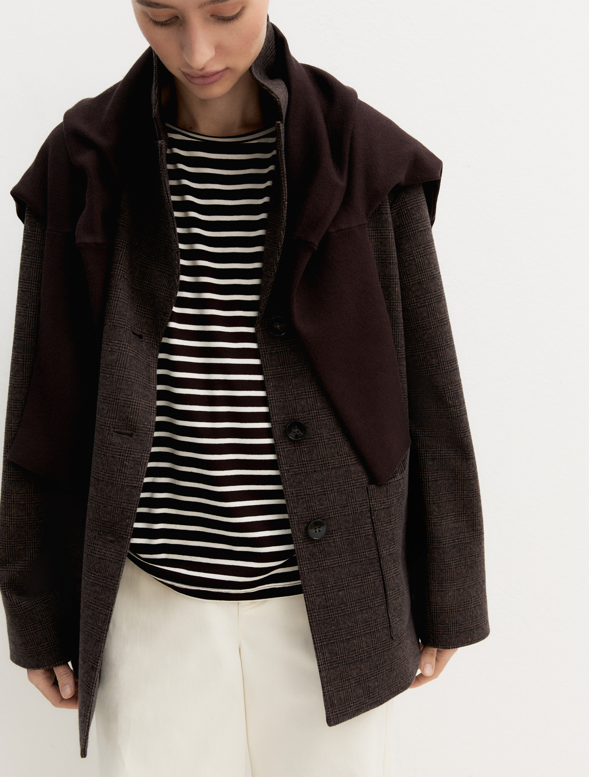 Giacca monopetto in jersey smerigliato - MARRONE - Emme - 7