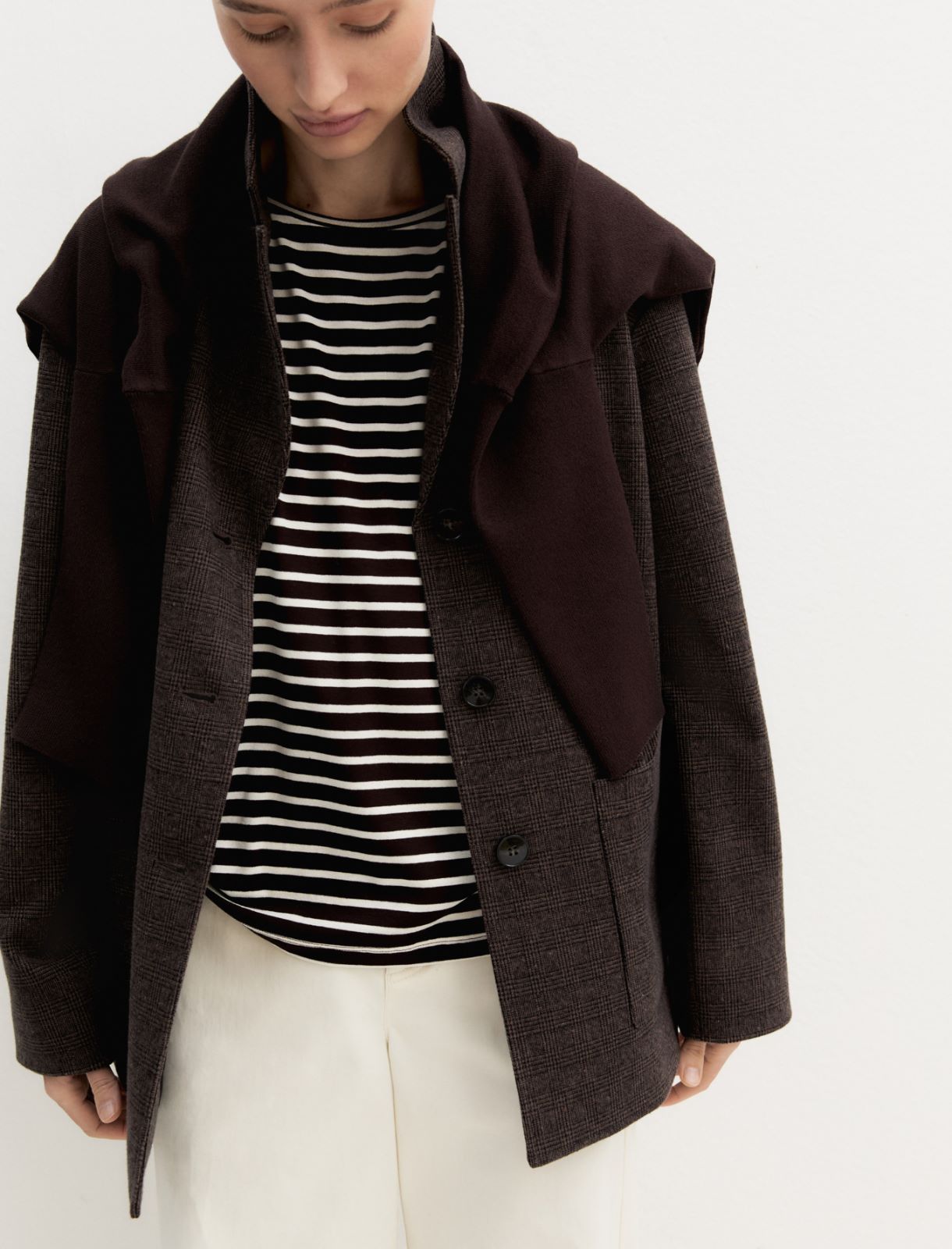Giacca monopetto in jersey smerigliato - MARRONE - Emme - 7