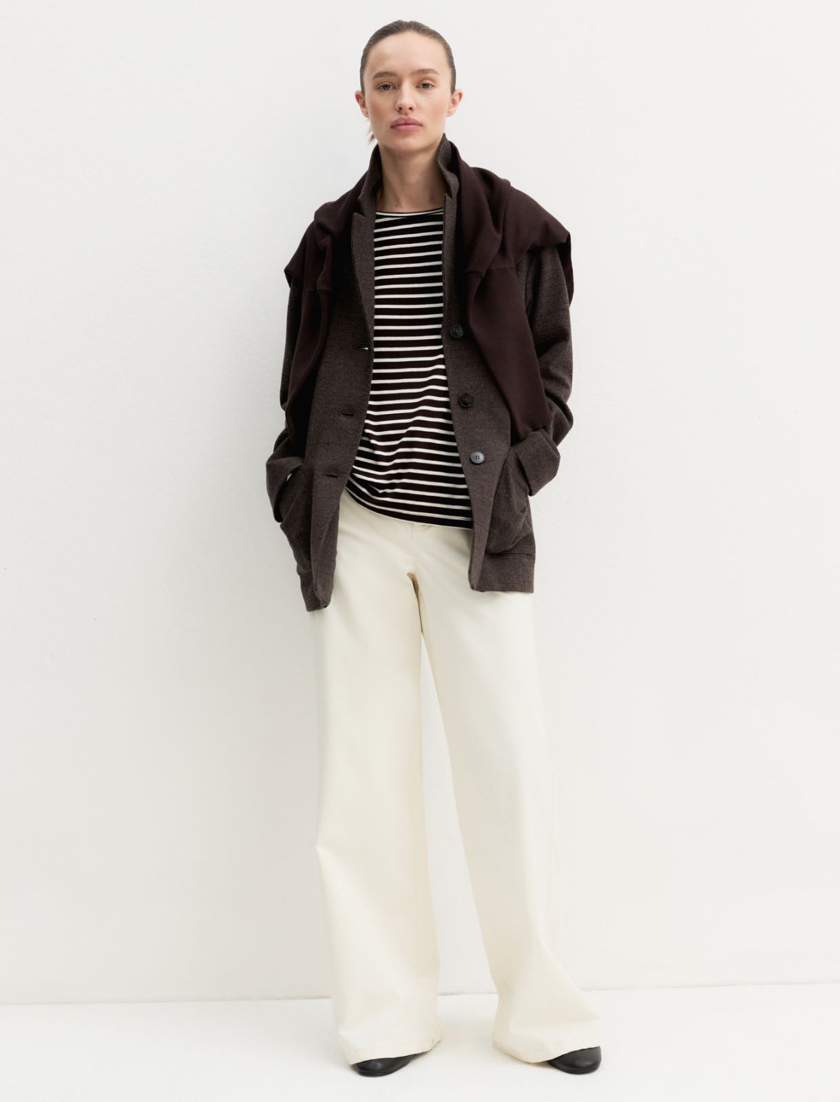 Giacca monopetto in jersey smerigliato - MARRONE - Emme